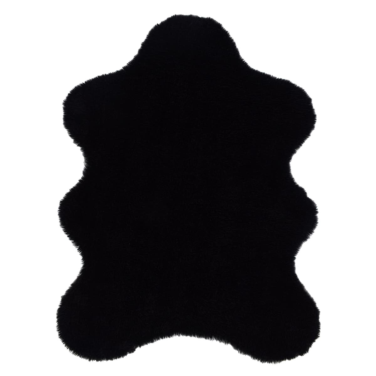 (C207) Found & Fable Black Curly Faux Fur Area Rug, 5x7