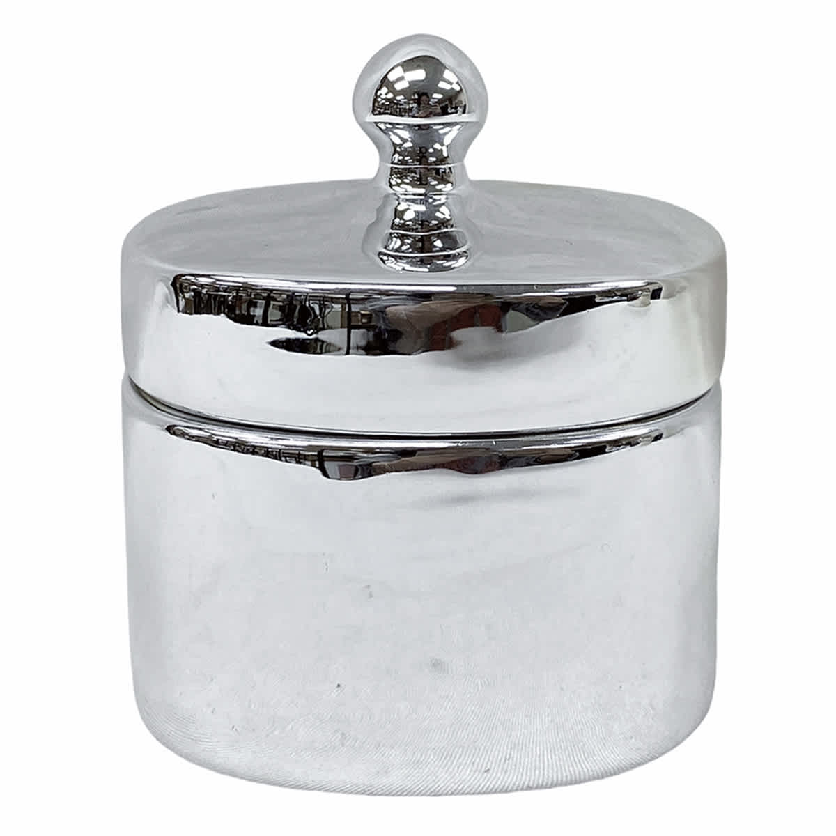 Found & Fable Silver Oval Ceramic Box, 4x3
