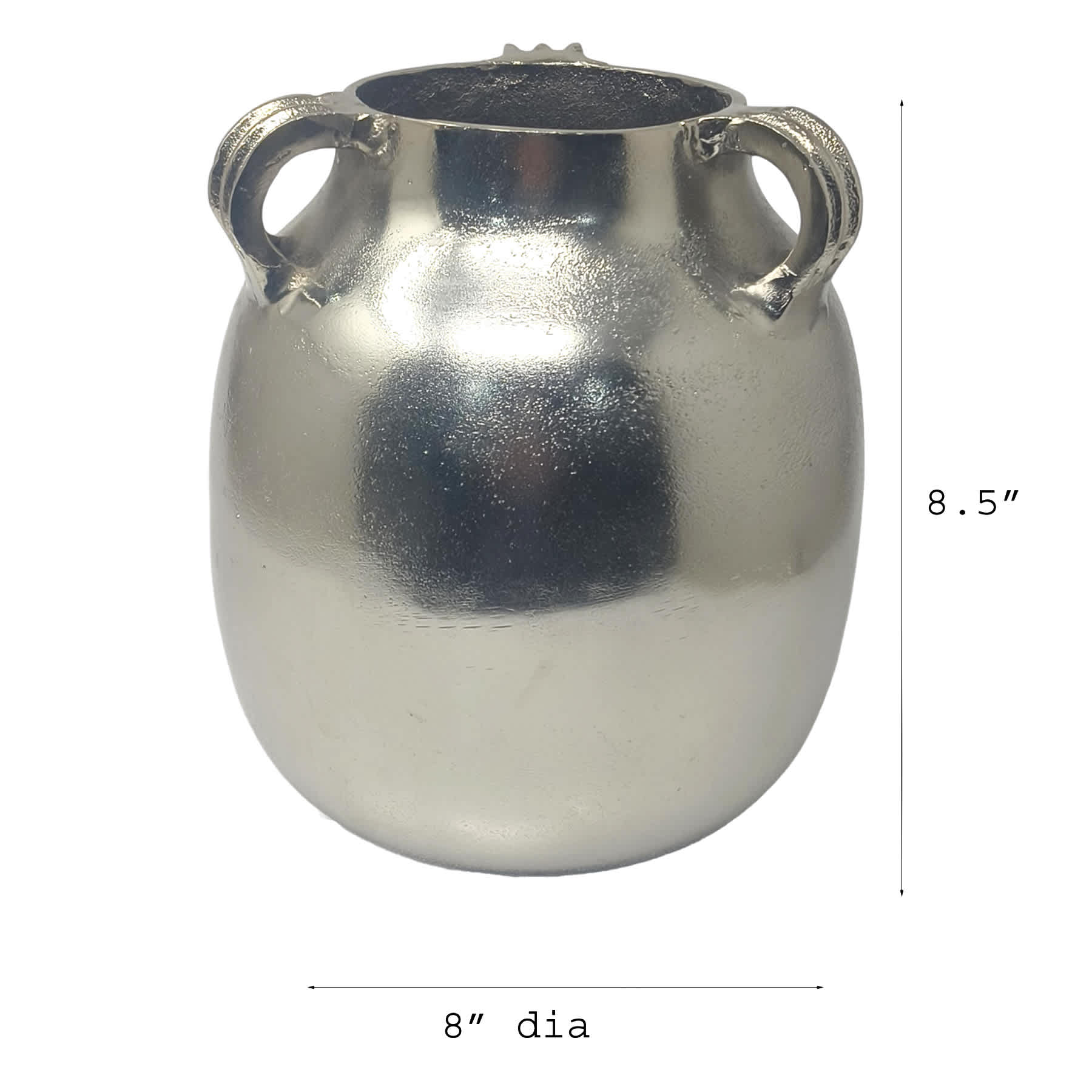 Silver Aluminum Handle Vase, 9"