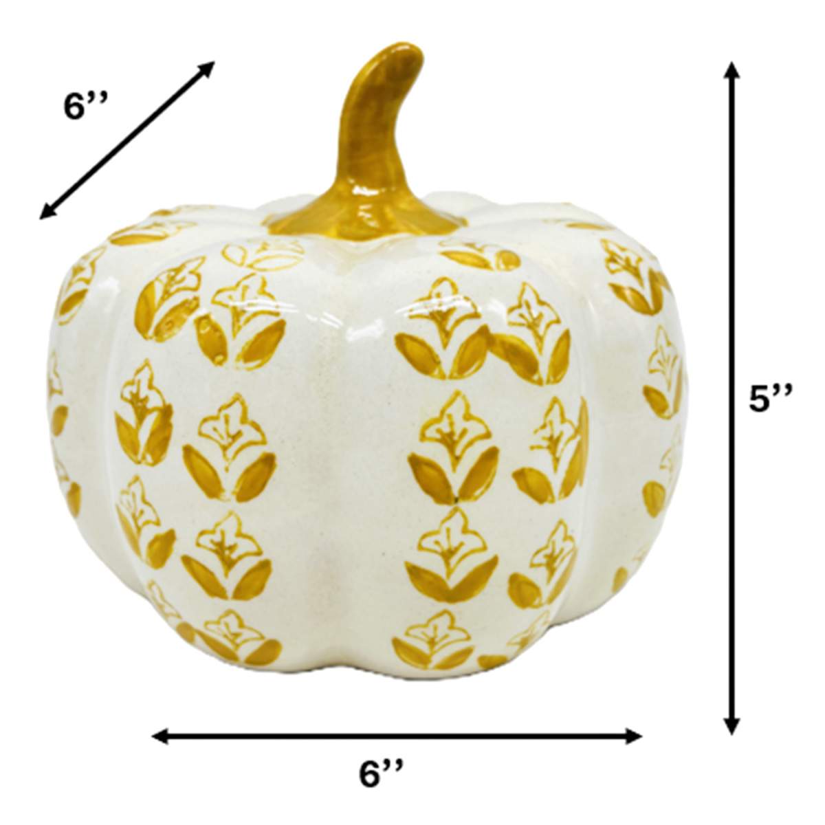 Yellow Block Print Pumpkin, 5"