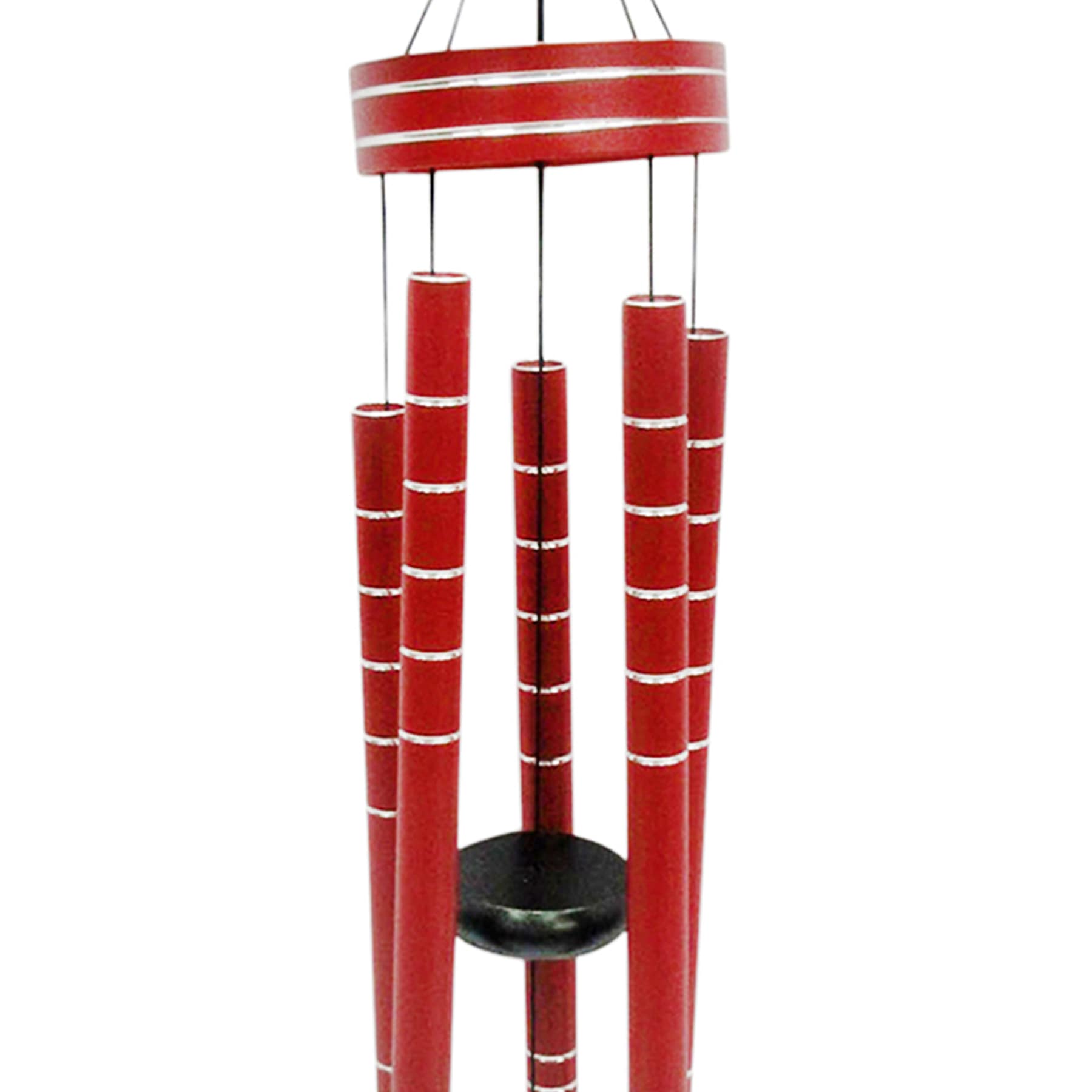 Silver Etched Red Metal Tube Wind Chime, 31"