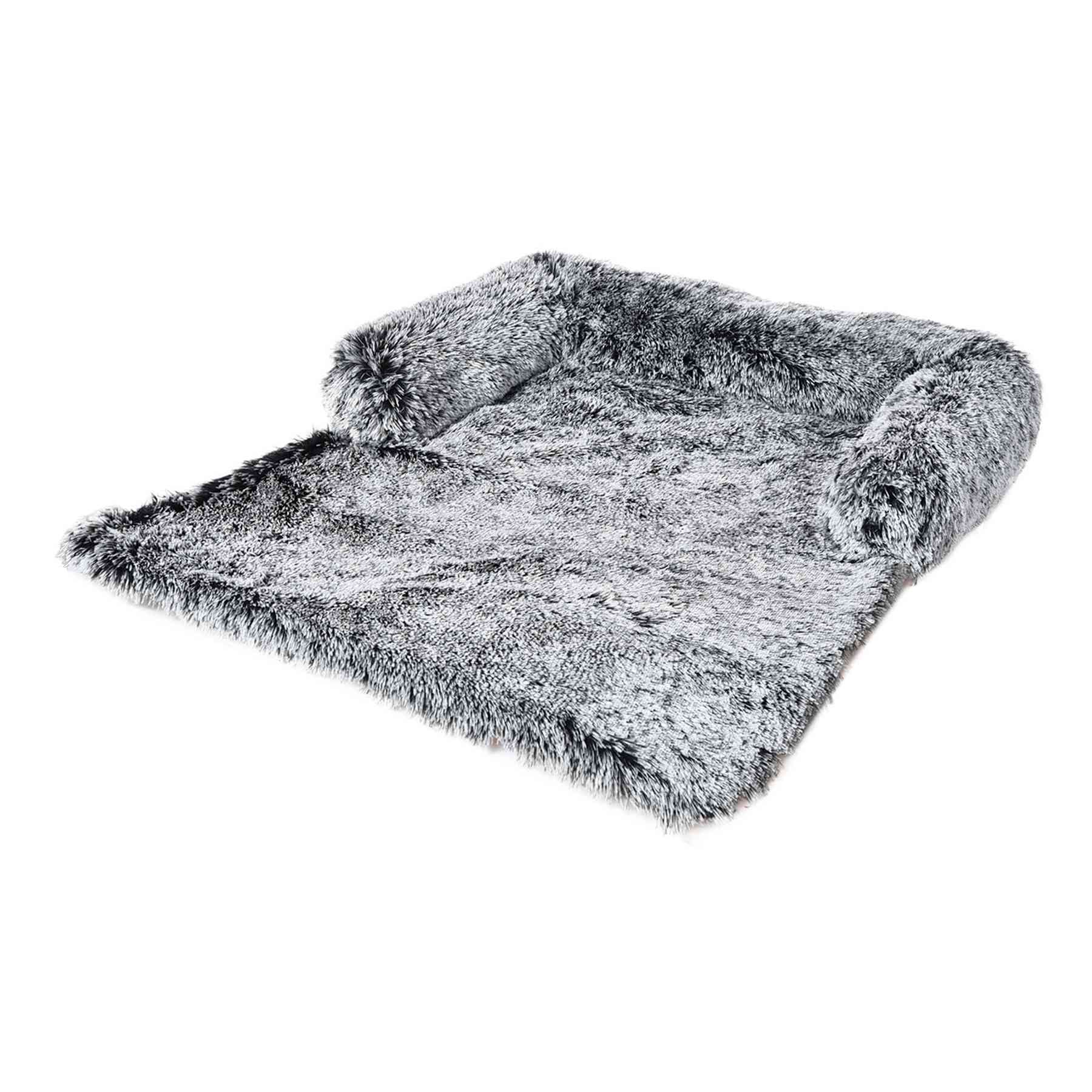 Grey Faux Fur Pet Couch Sofa, Extra Large