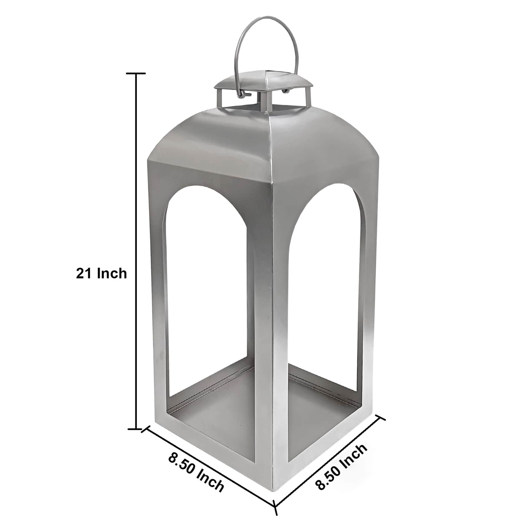 Silver Metal Lantern, 21"