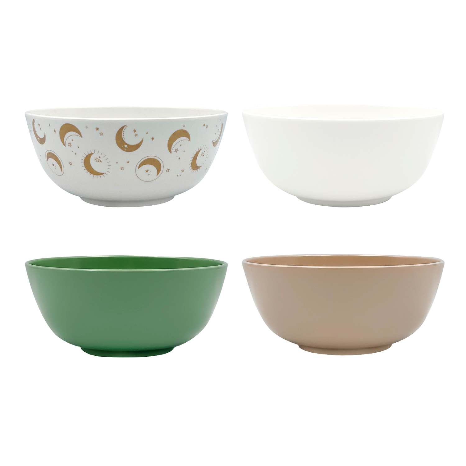 Set of 4 Celestial Multicolor Melamine Bowls, 6"