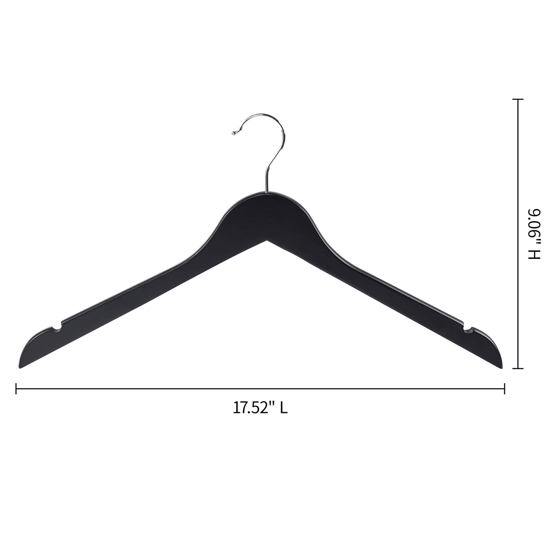 5-Piece Wood Shirt Hangers, Black