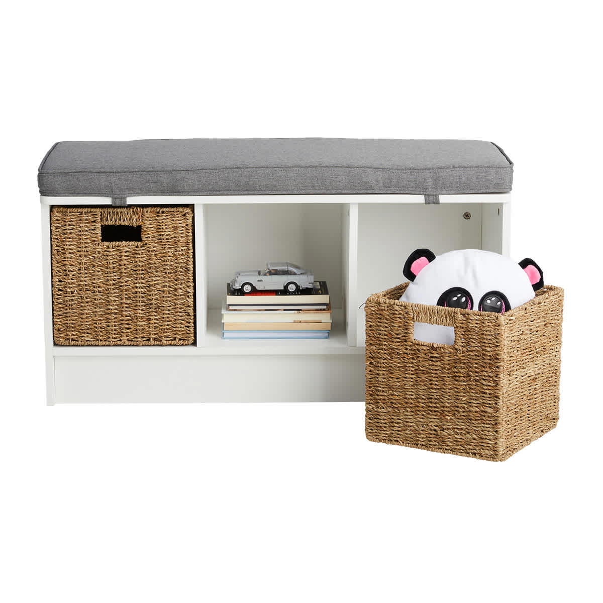 Sara Cube Storage Bench, White
