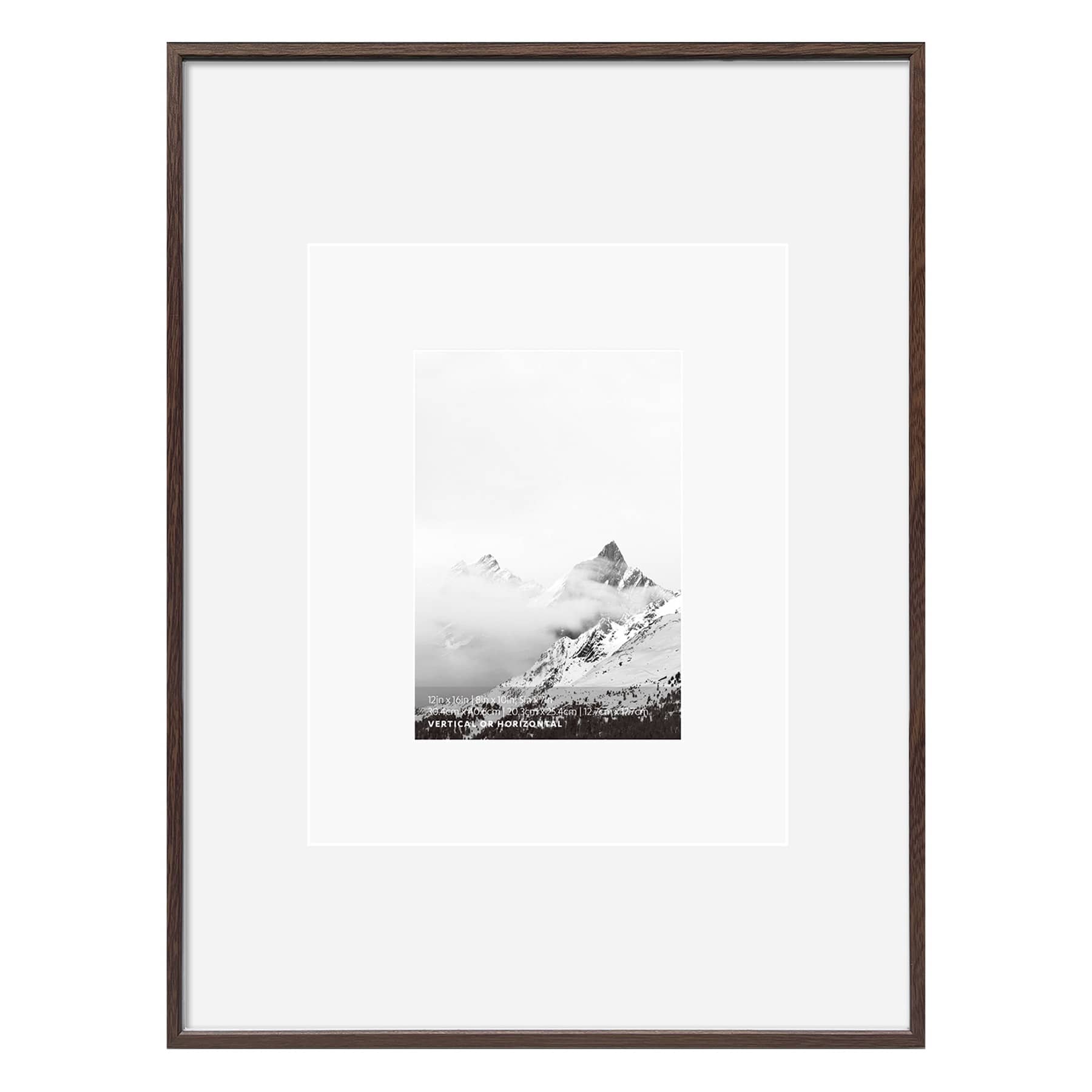 12x16 Walnut Thin Matted to 8x10 & 5x7 Wall Frame