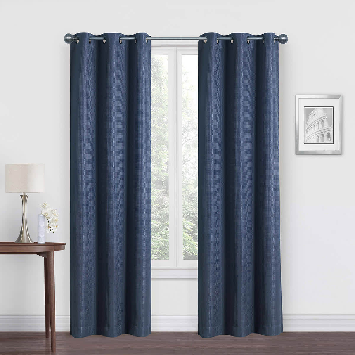 Morisson Navy Blackout Grommet Curtain Panel, 63"