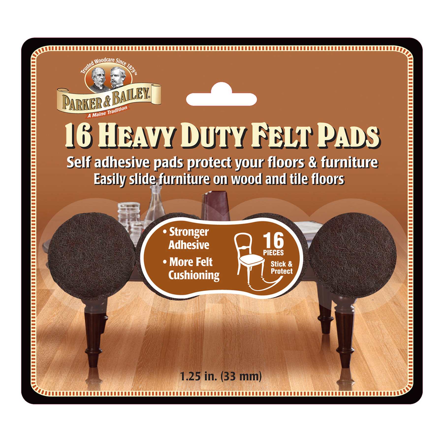 16-Pack Black Felt Furniture Pads, 1.25"