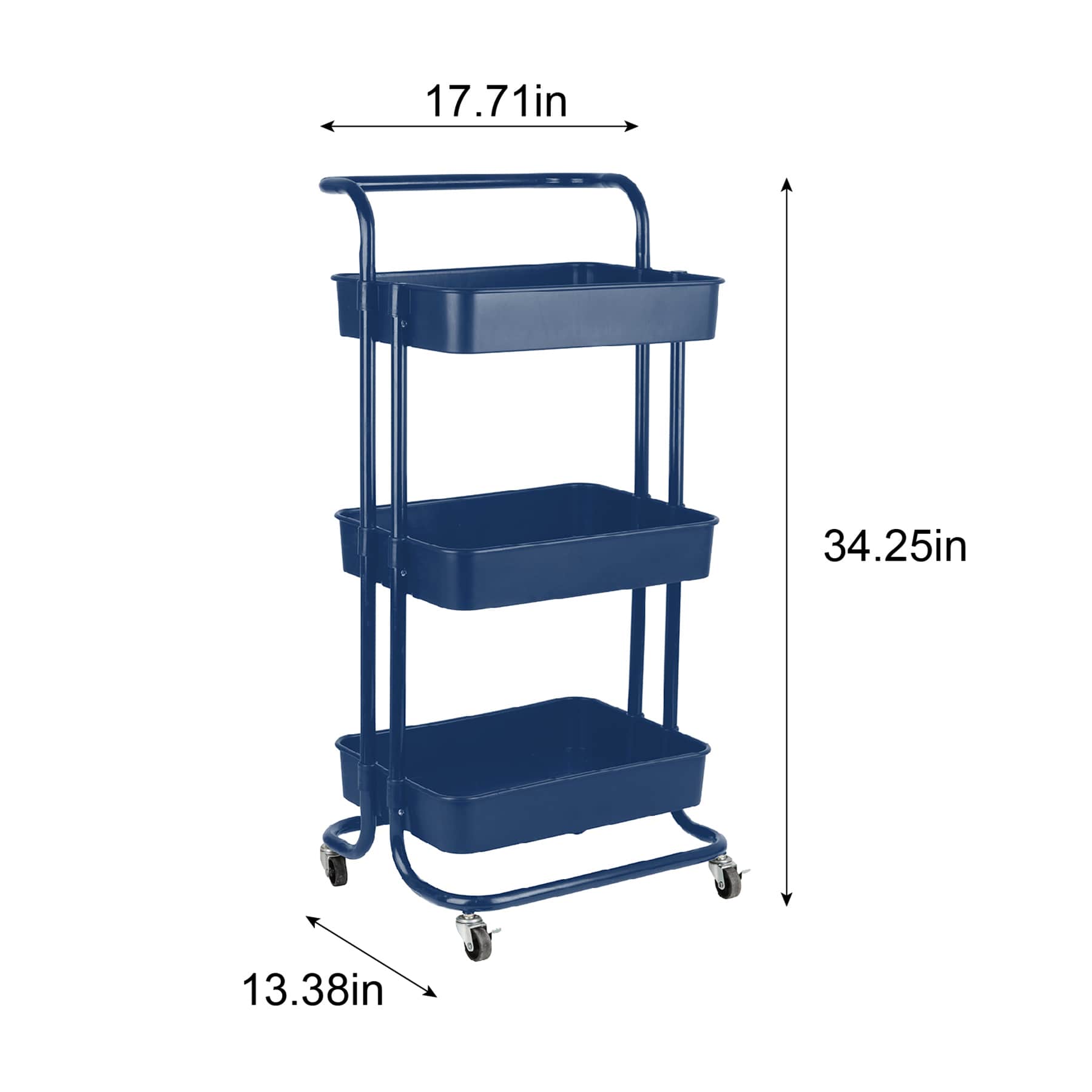 3-Tier Rolling Storage Cart, Blue