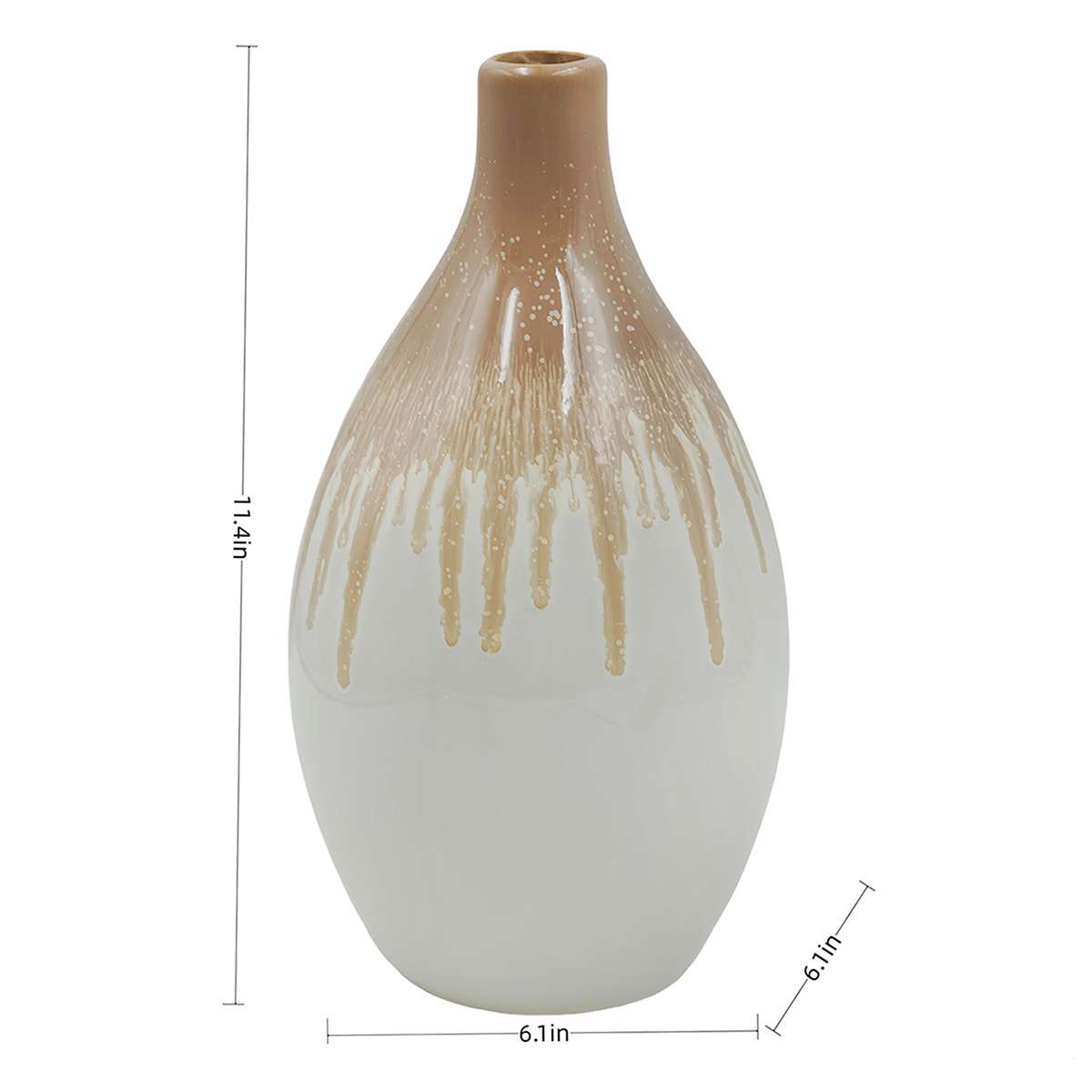Brown Reactive Glaze Ceramic Vase, 6x11