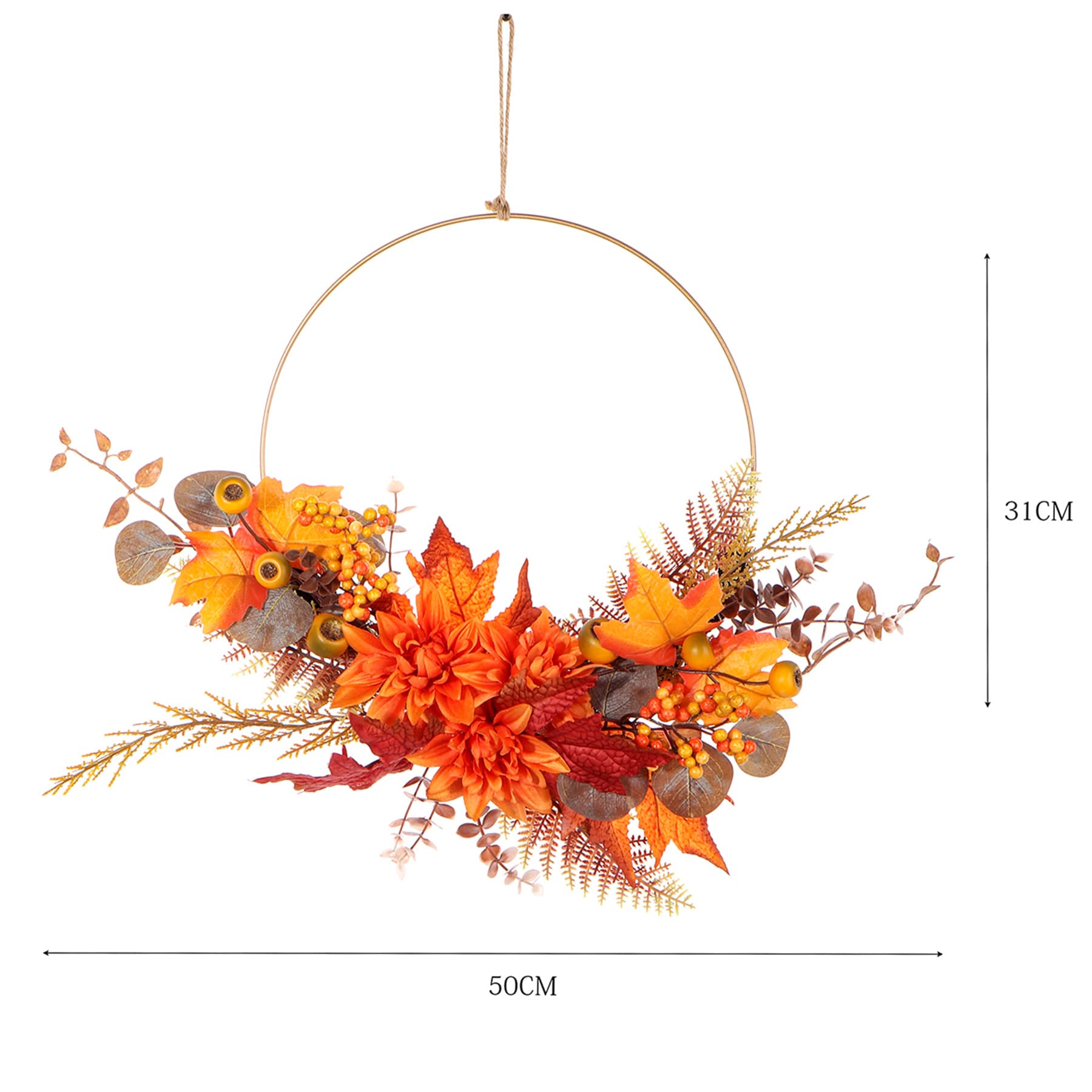 Orange Half Fall Wreath, 20"