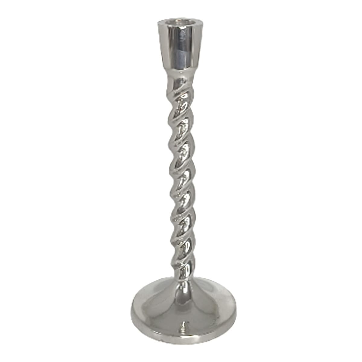 Twisted Silver Taper Candle Holder, 10"