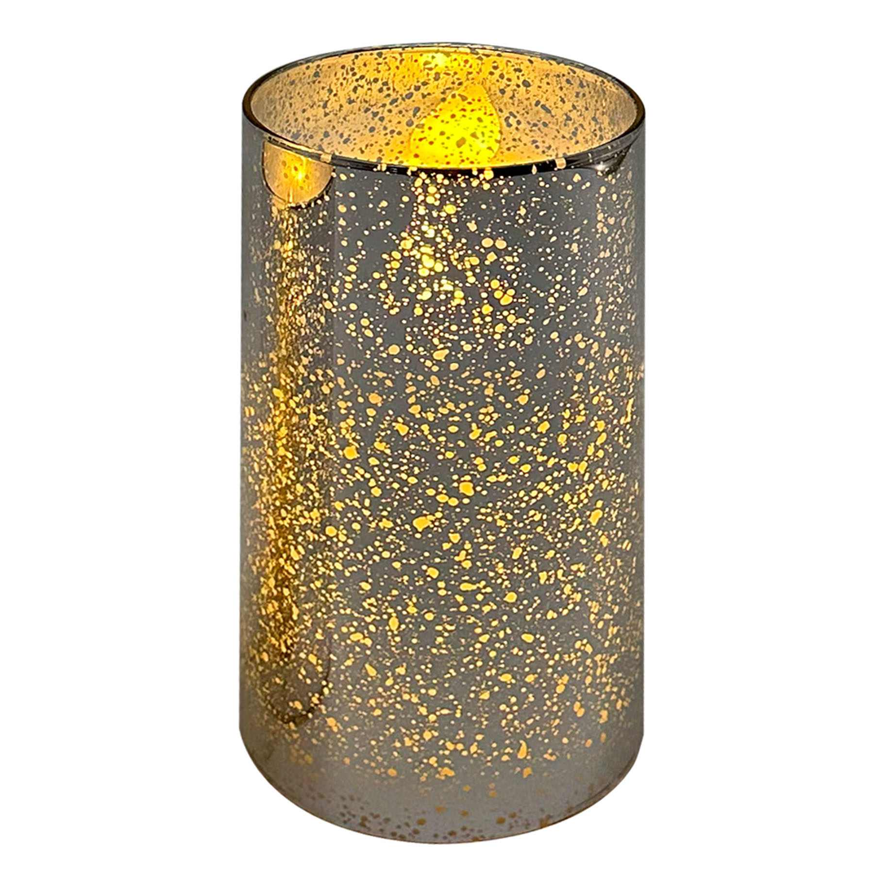 Providence Silver Mercury Glass LED Pillar Candle, 3x6
