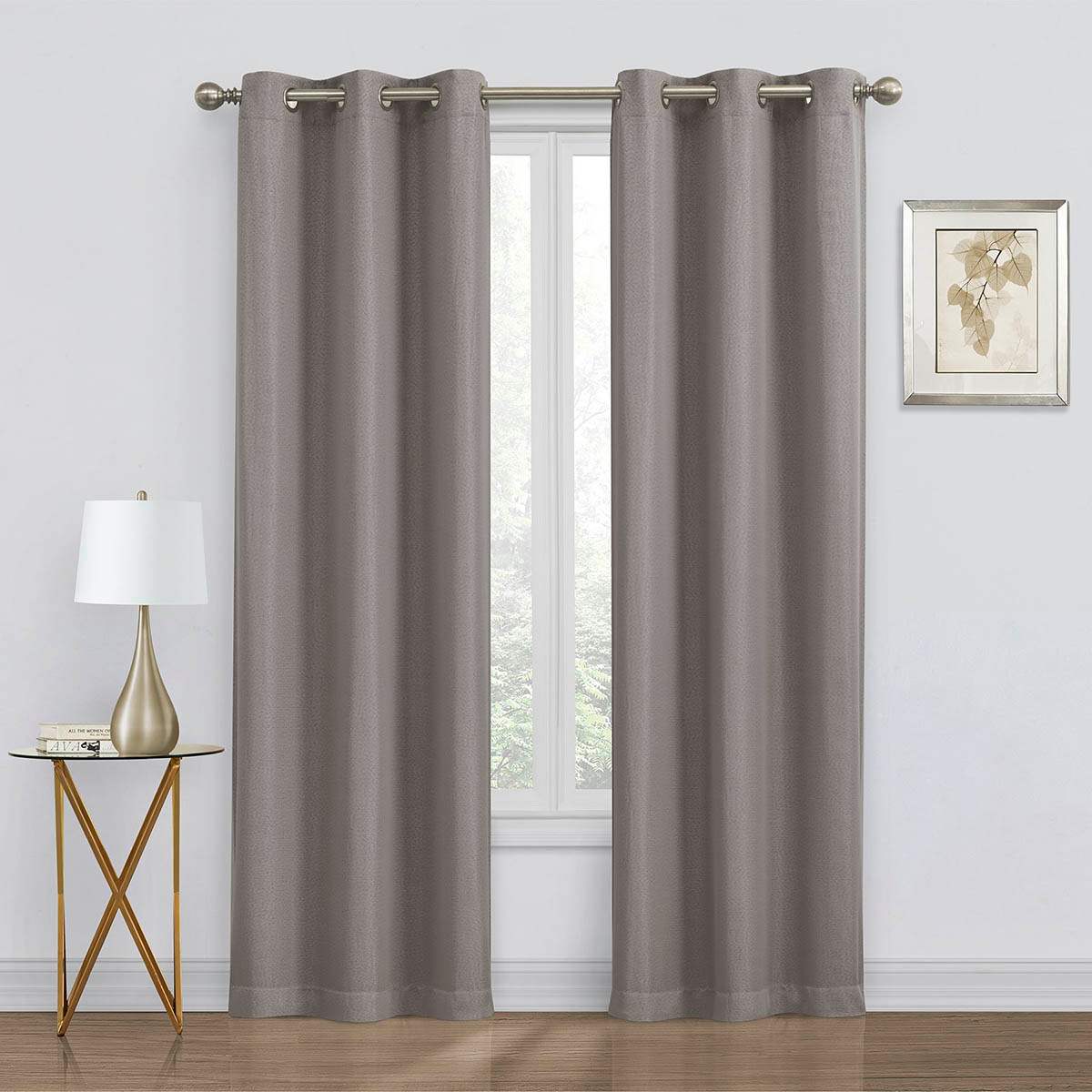 2-Pack Denver Grey Blackout Grommet Curtain Panels, 95"