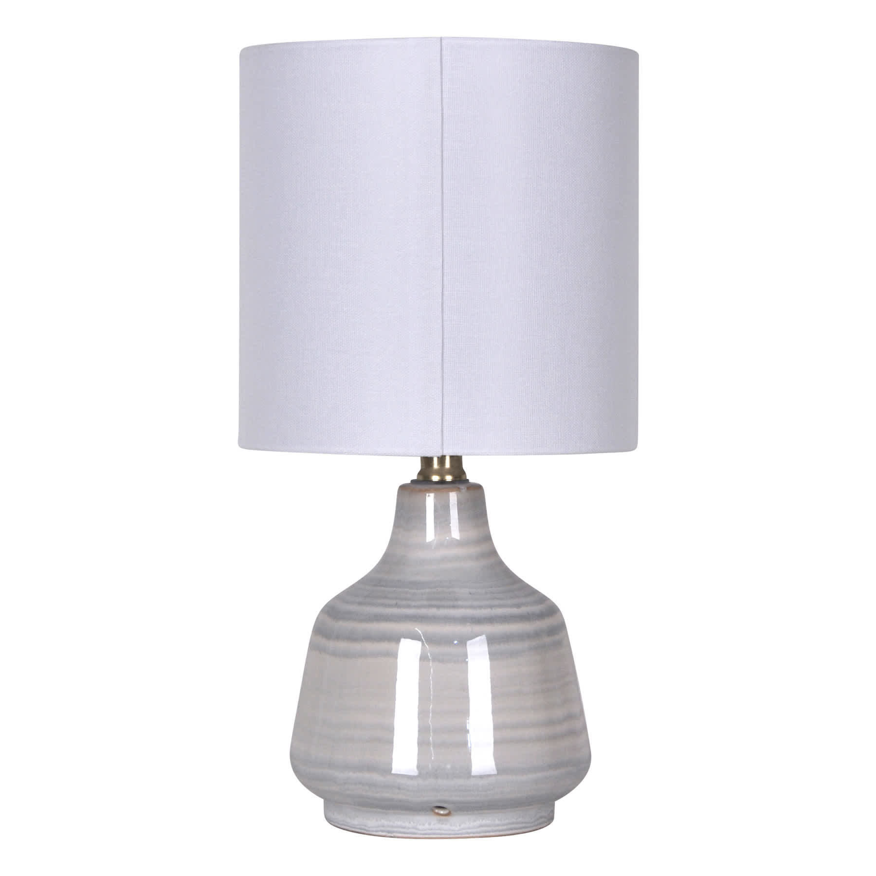 Honeybloom Blue Tonal Striped Ceramic Small Table Lamp with Shade, 15.5"