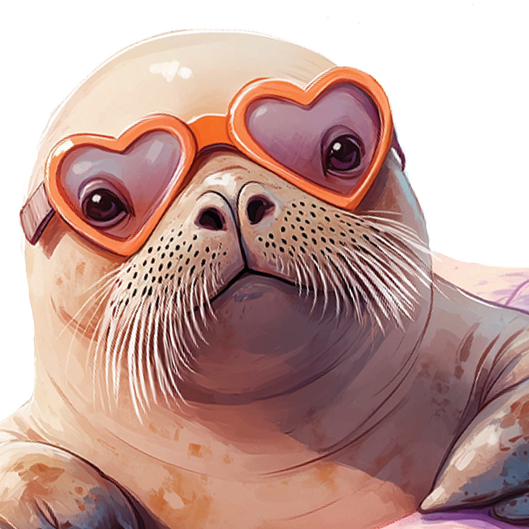 Walrus in Inner Tube Canvas Wall Art, 12"