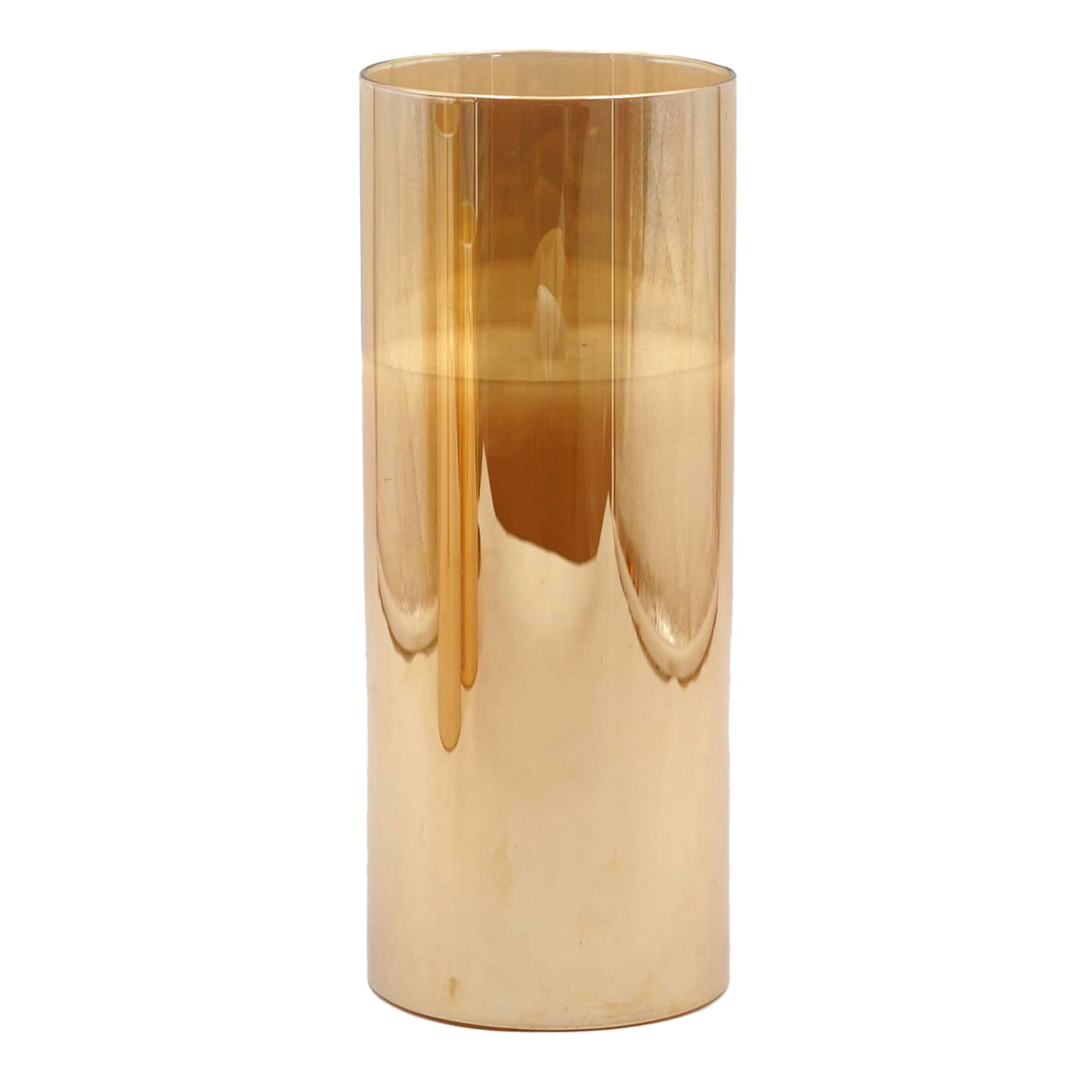Honeybloom Amber Glass LED Pillar Candle, 4x10