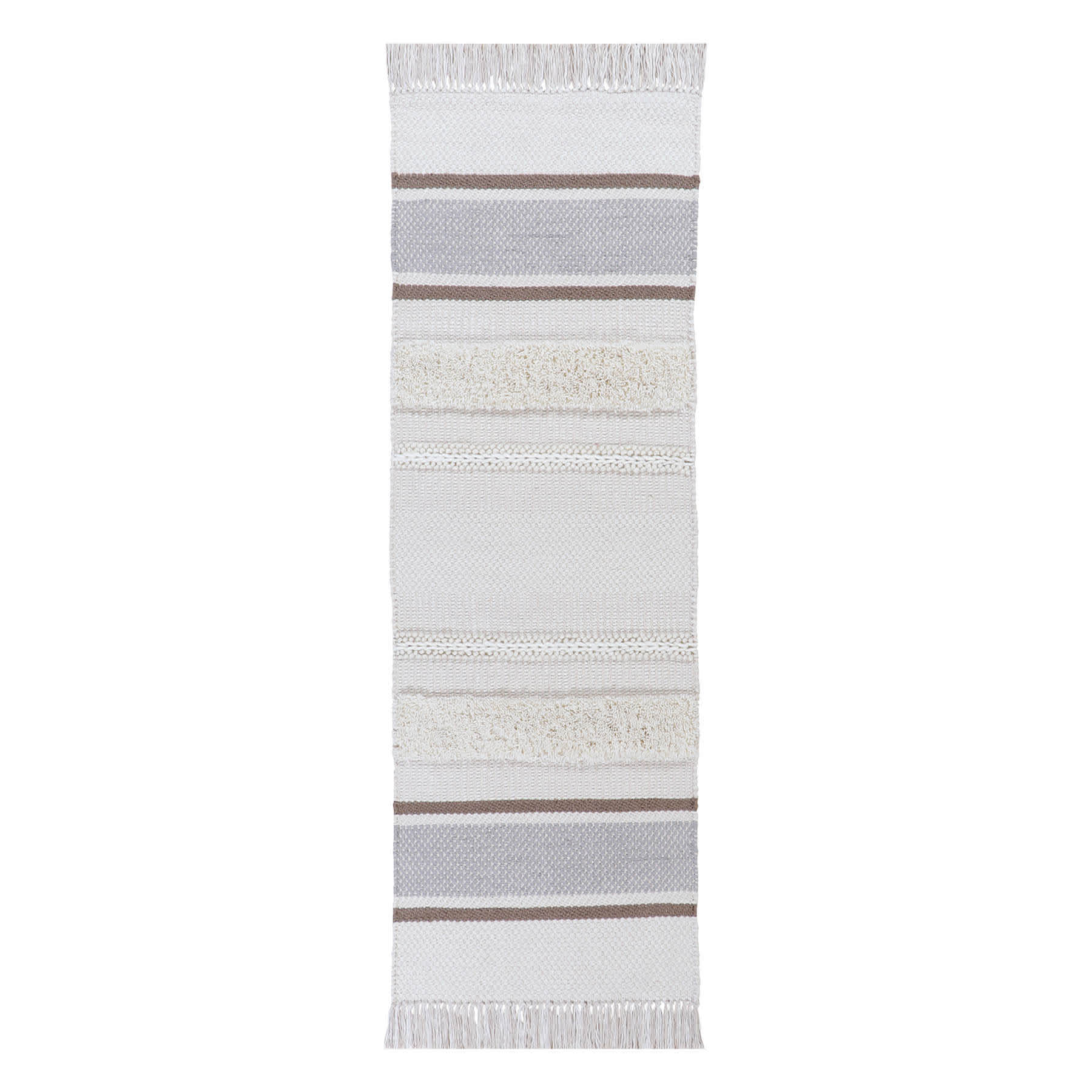 (B801) Honeybloom Ivory Striped Runner, 2x6