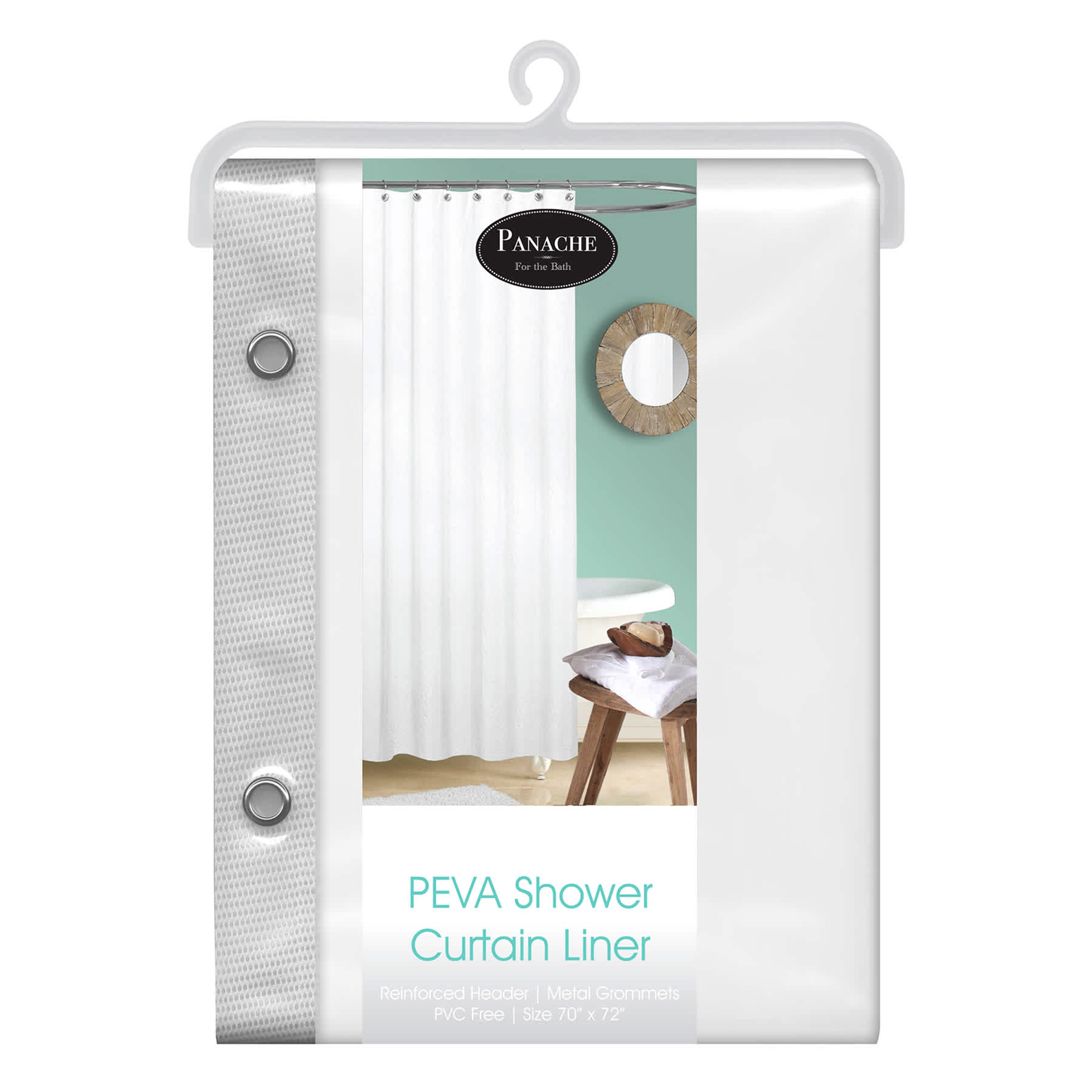 Peva 8G White Shower Liner, 70x72