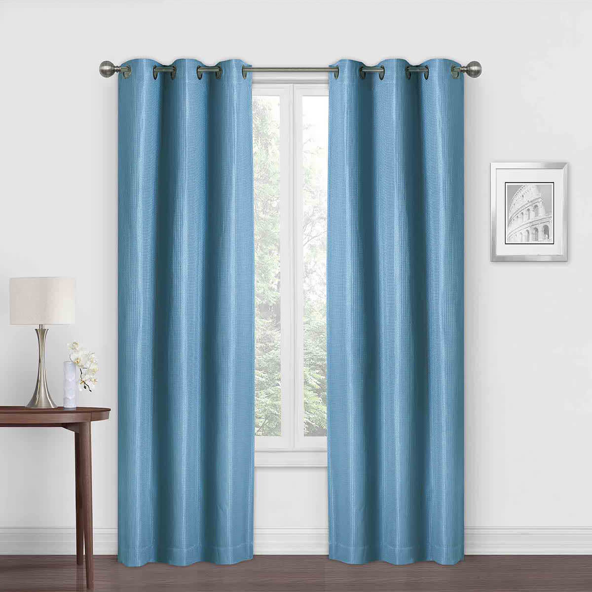 Morrison Blue Blackout Grommet Curtain Panel, 84"