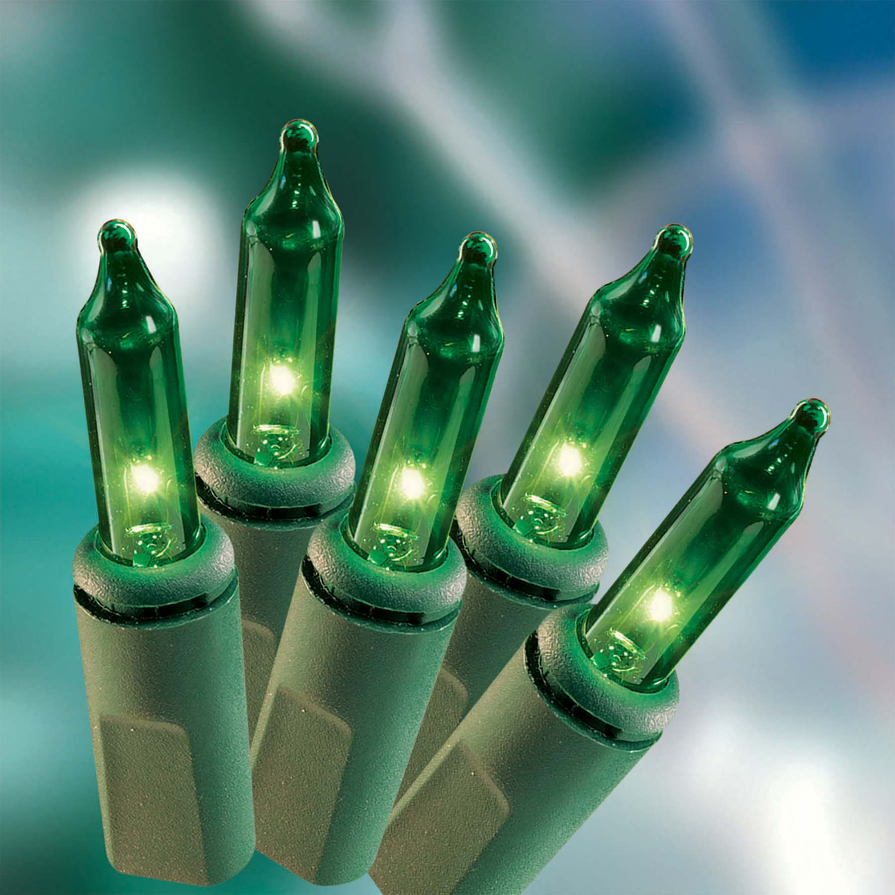 100-Count Green Mini Lights with Green Wire