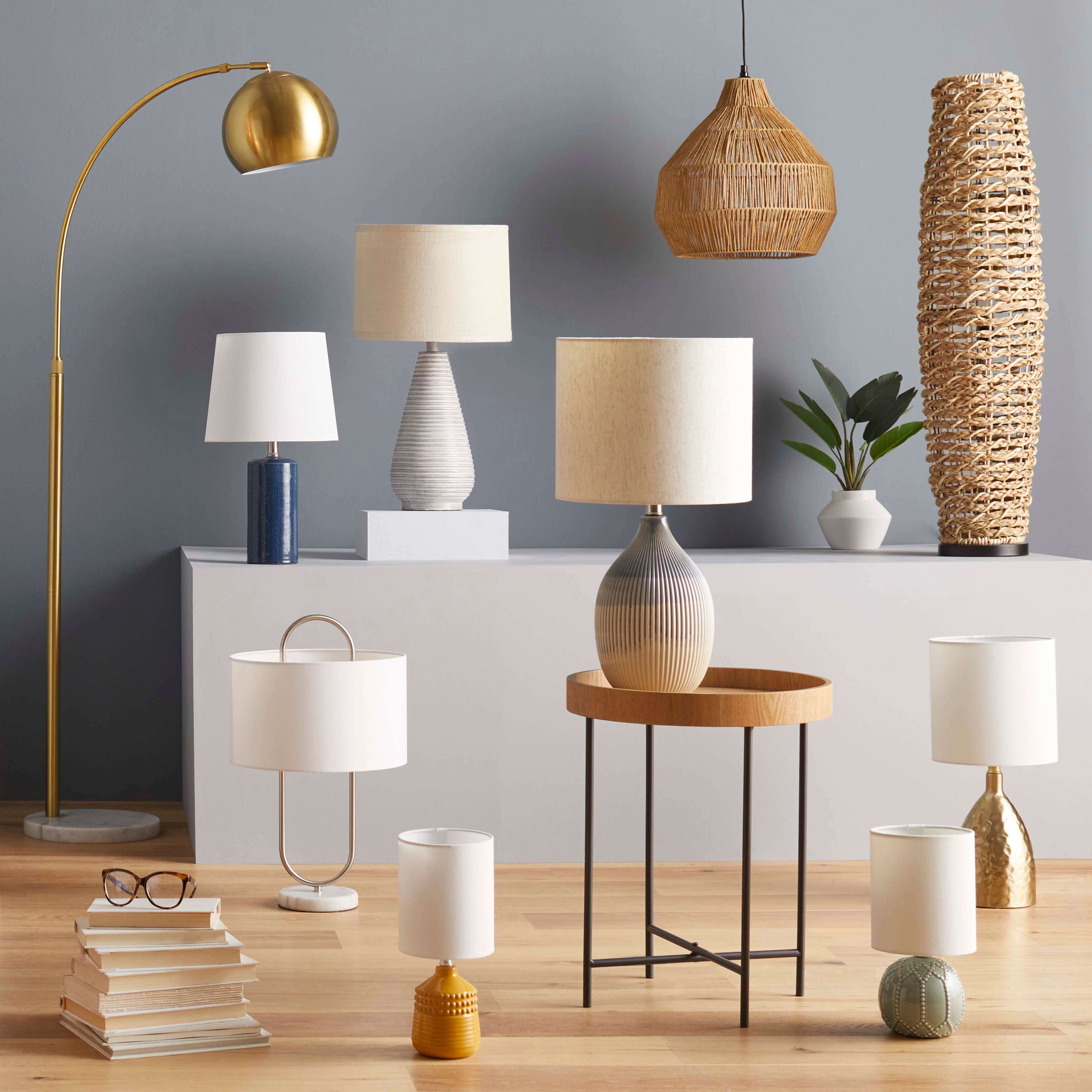 Found & Fable Grey Medium Table Lamp with Shade, 26"