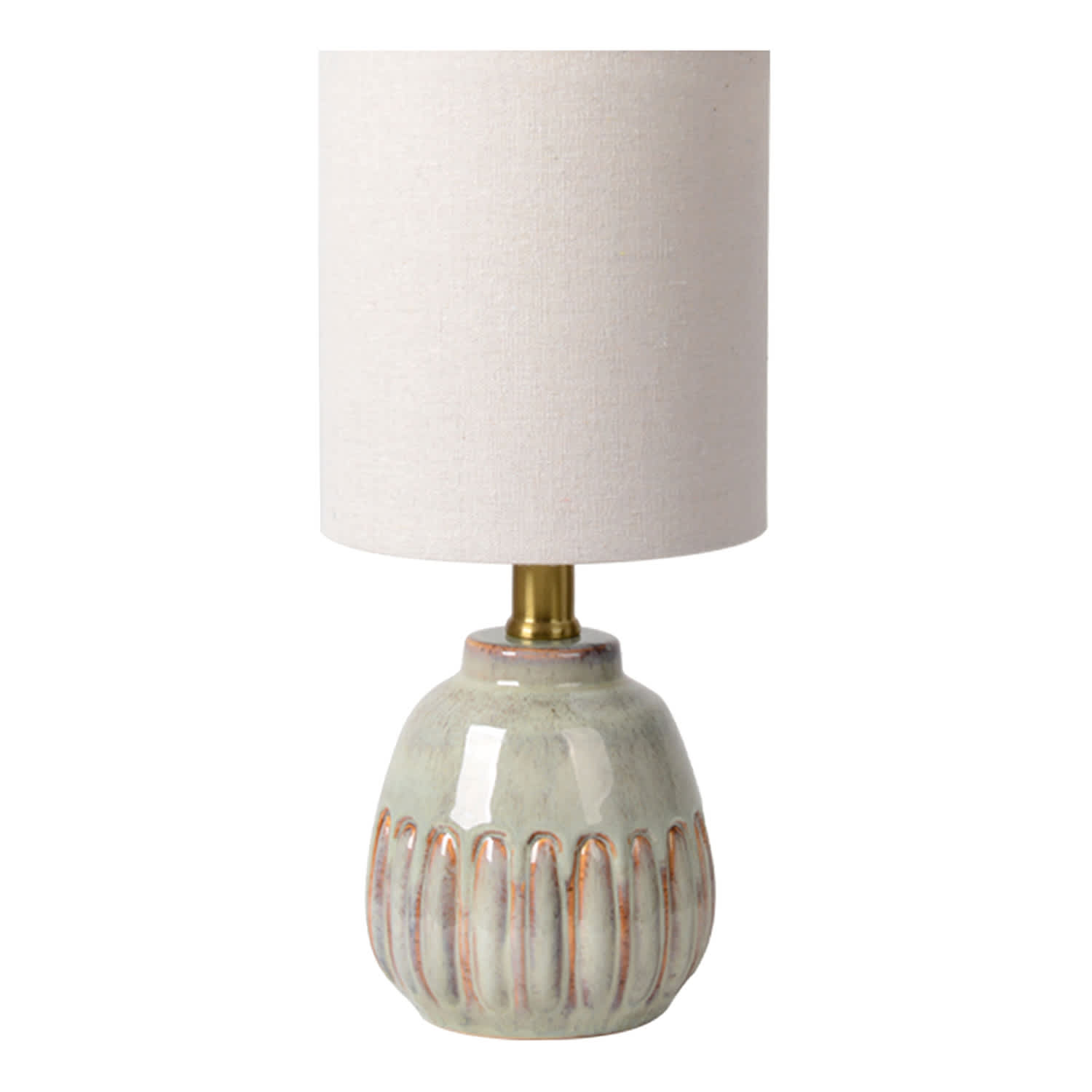 Honeybloom Green & Brown Reactive Glaze Mini Table Lamp with Shade, 12"