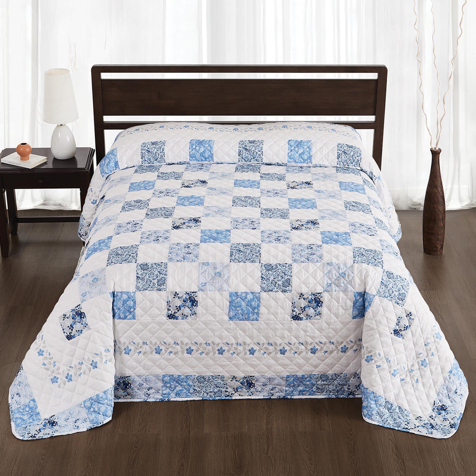 Blue Patchwork Bedspread, Full/Queen