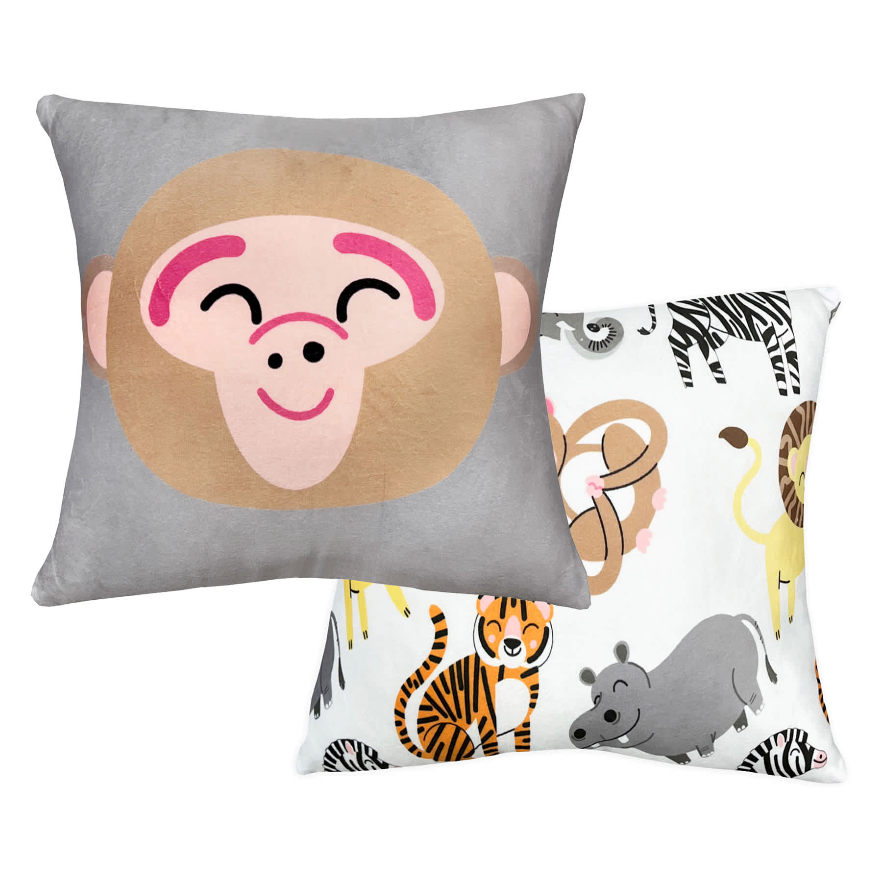 Tiny Dreamers 2-Pack Monkey & Zoo Throw Pillows, 14"
