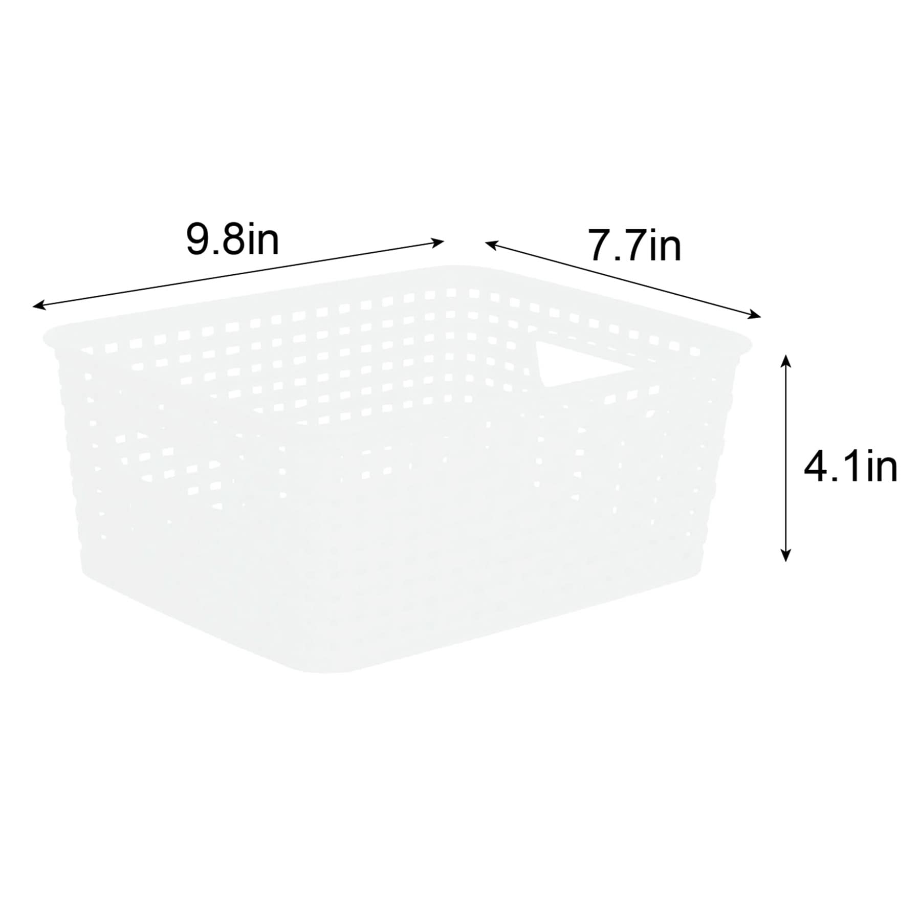 Bright White Rectangle Crossover Weave Storage Basket, Small