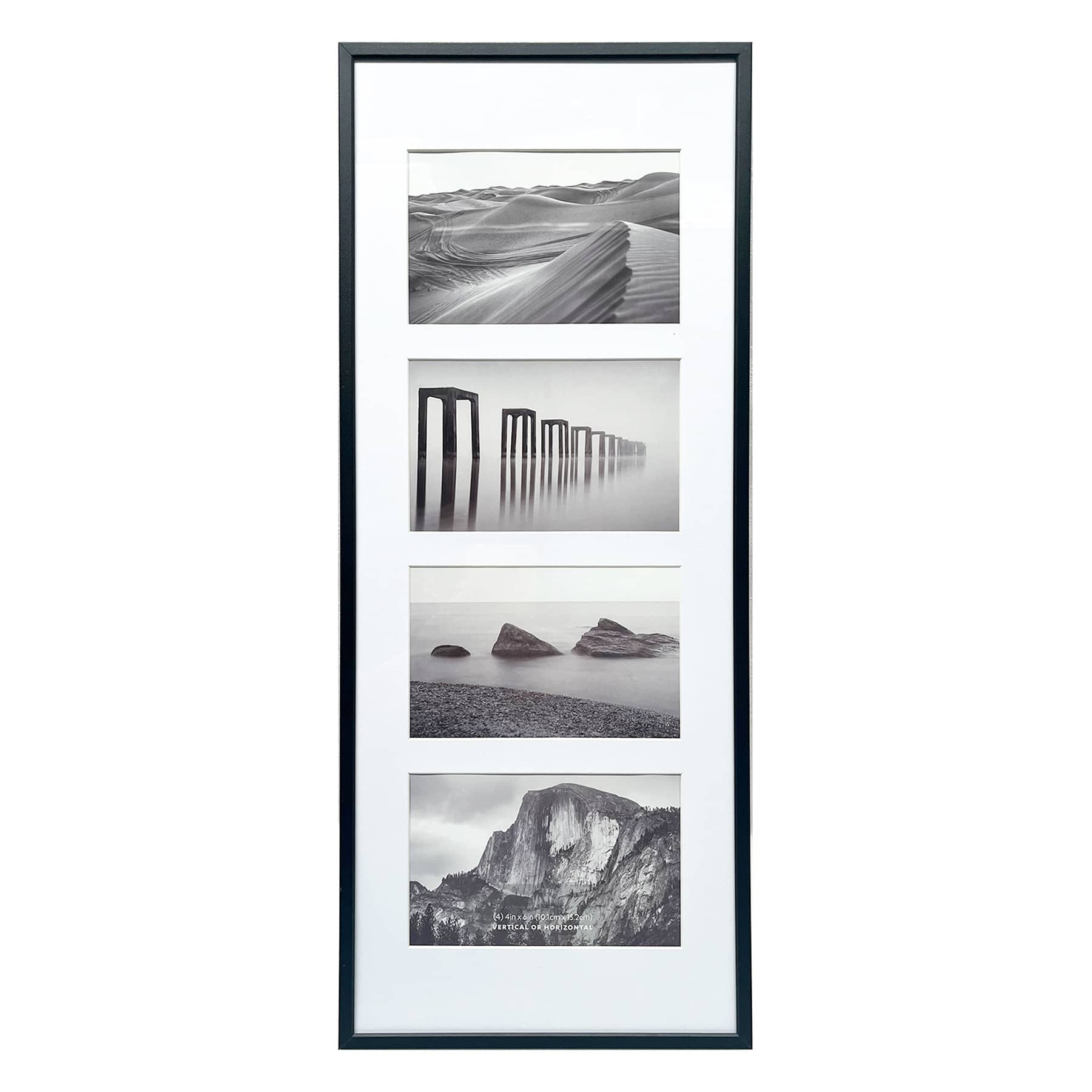 4-Opening Black Thin Collage Picture Frame, 8x20