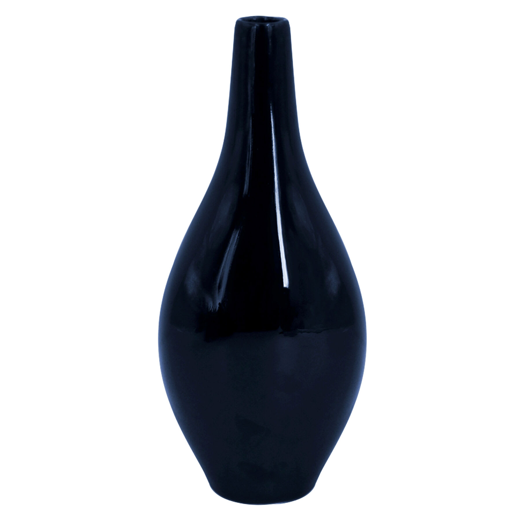 Dark Blue Ceramic Vase, 10"