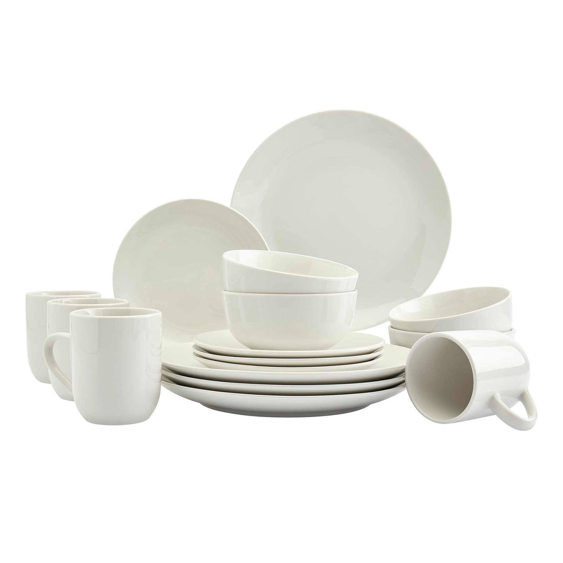 16-Piece Round Coupe Dinnerware Set, White