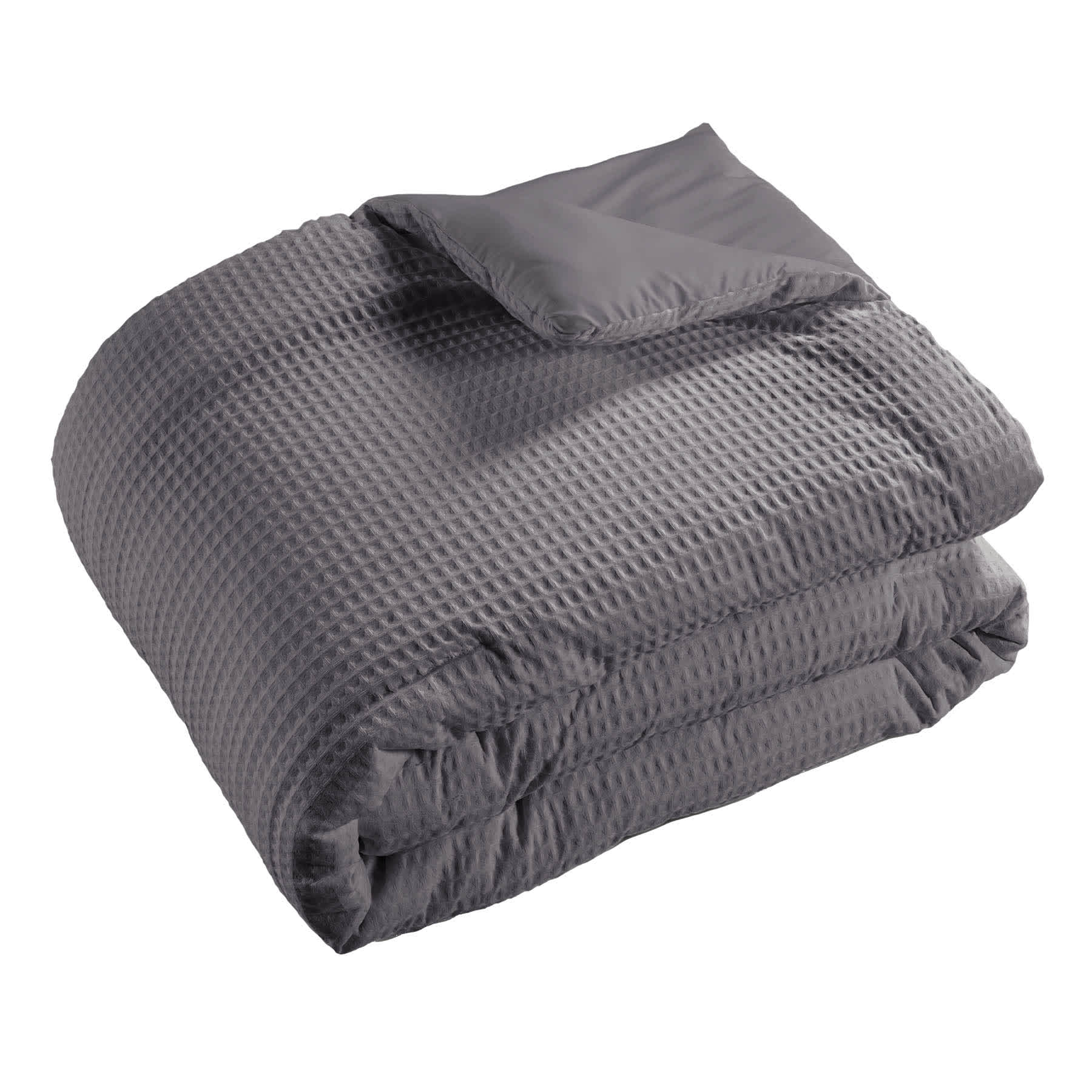 Crosby St. 3-Piece Grey Washed Cotton Waffle Comforter Set, King