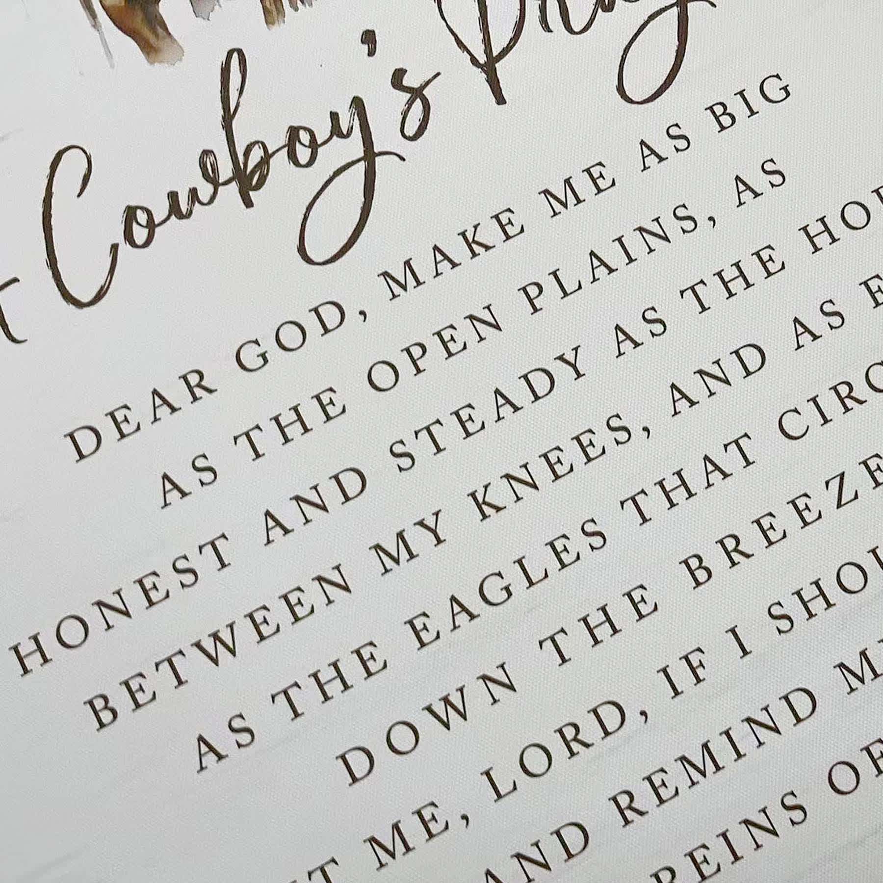 A Cowboys Prayer Canvas Wall Art, 16x20