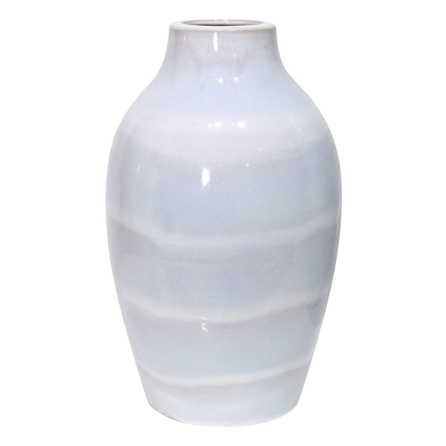 White & Light Blue Ceramic Vase, 13"