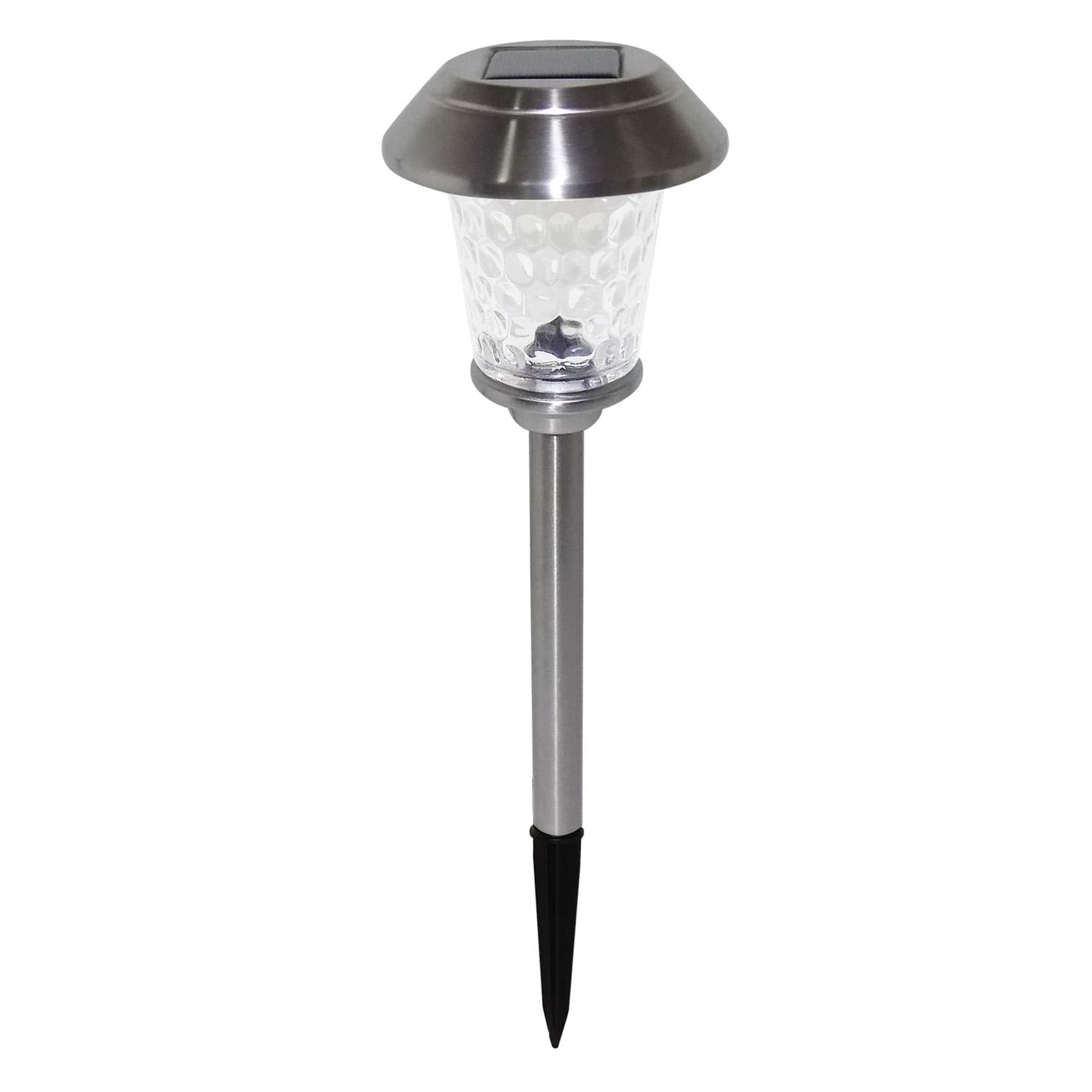 5-Lumen Solar Silver Dotted Glass Pathway Light