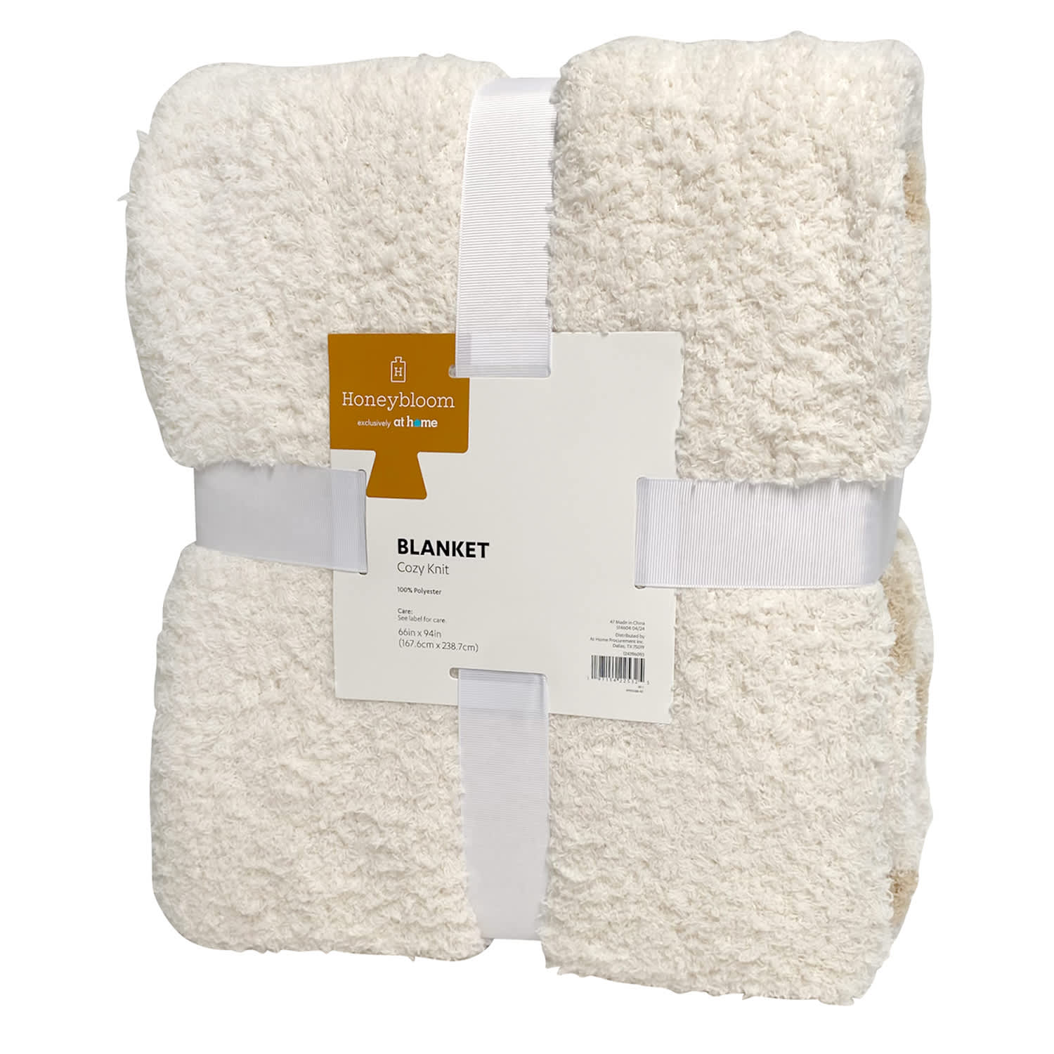 Honeybloom Natural Stripe Cozy Knit Bed Blanket, Twin/Twin XL