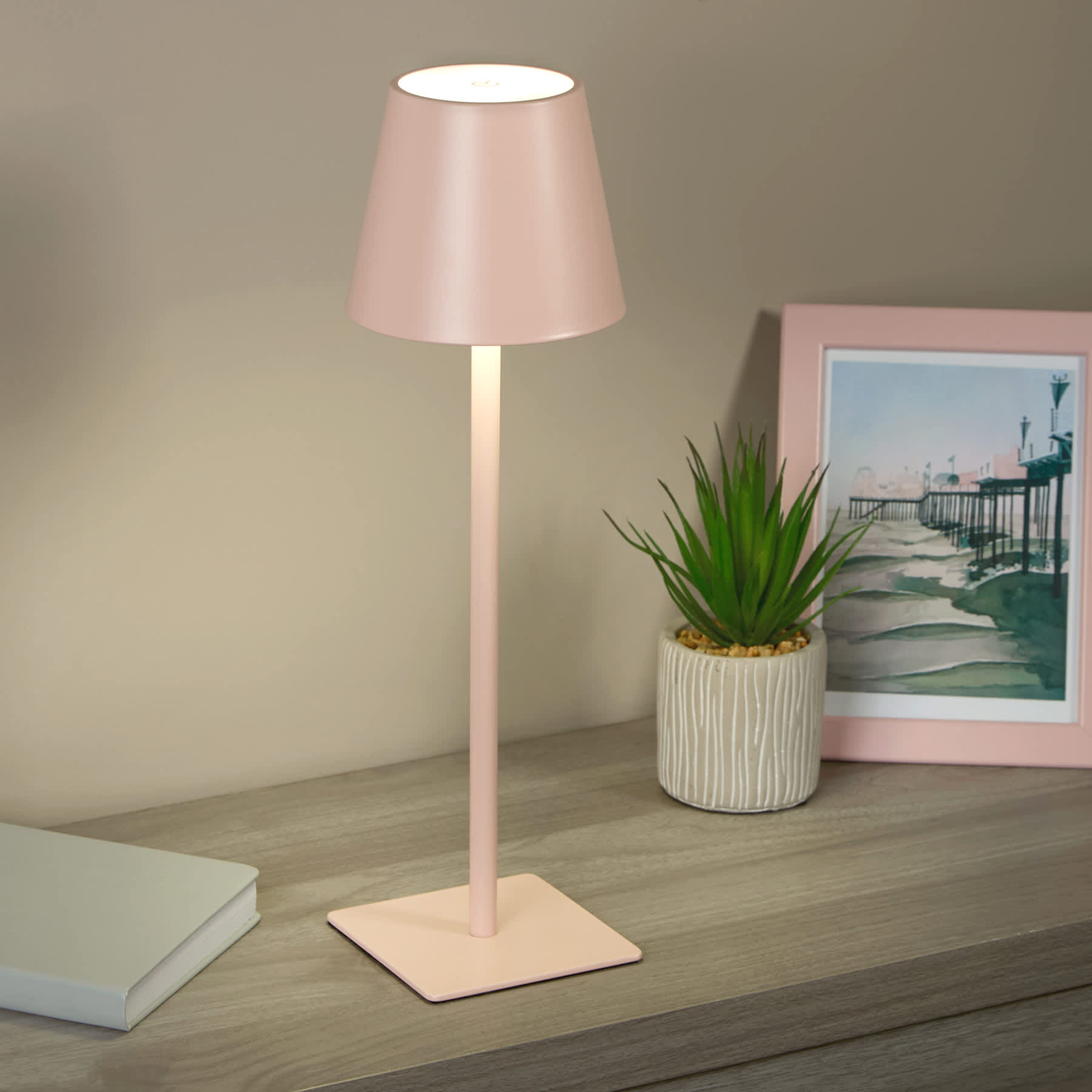 Pink Indoor & Outdoor USB Rechargeable Lamp, 14"
