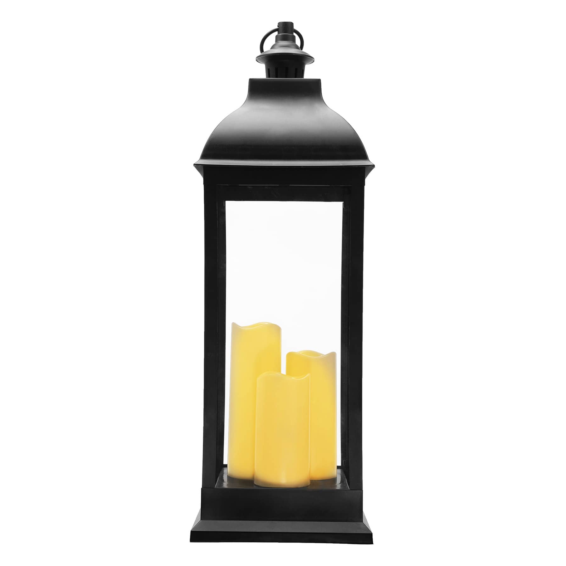Black Pre-Lit LED Floor Lantern, 28"