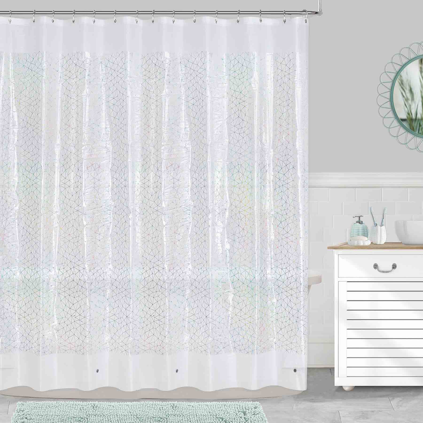 Holographic Grid Peva Shower Curtain, 70x72