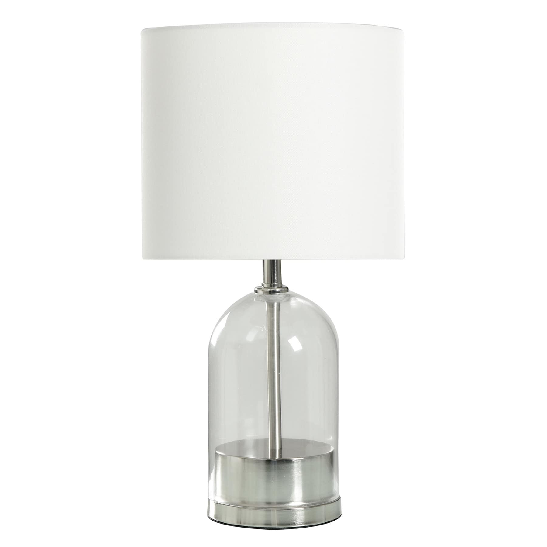 Crosby St. Glass & Silver Small Table Lamp with Shade, 18"