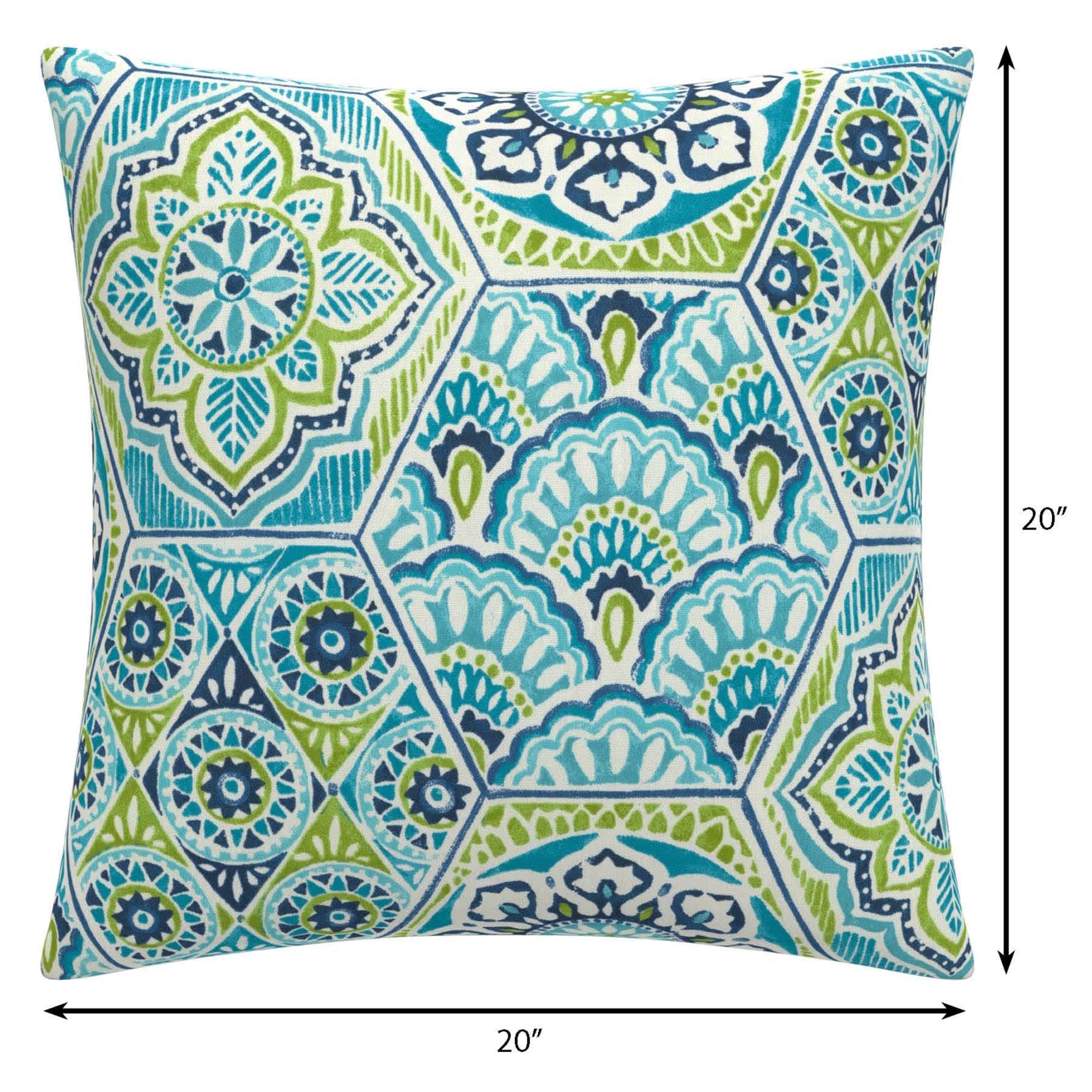 Calista Teal Oversized Square Outdoor Throw Pillow, 20"