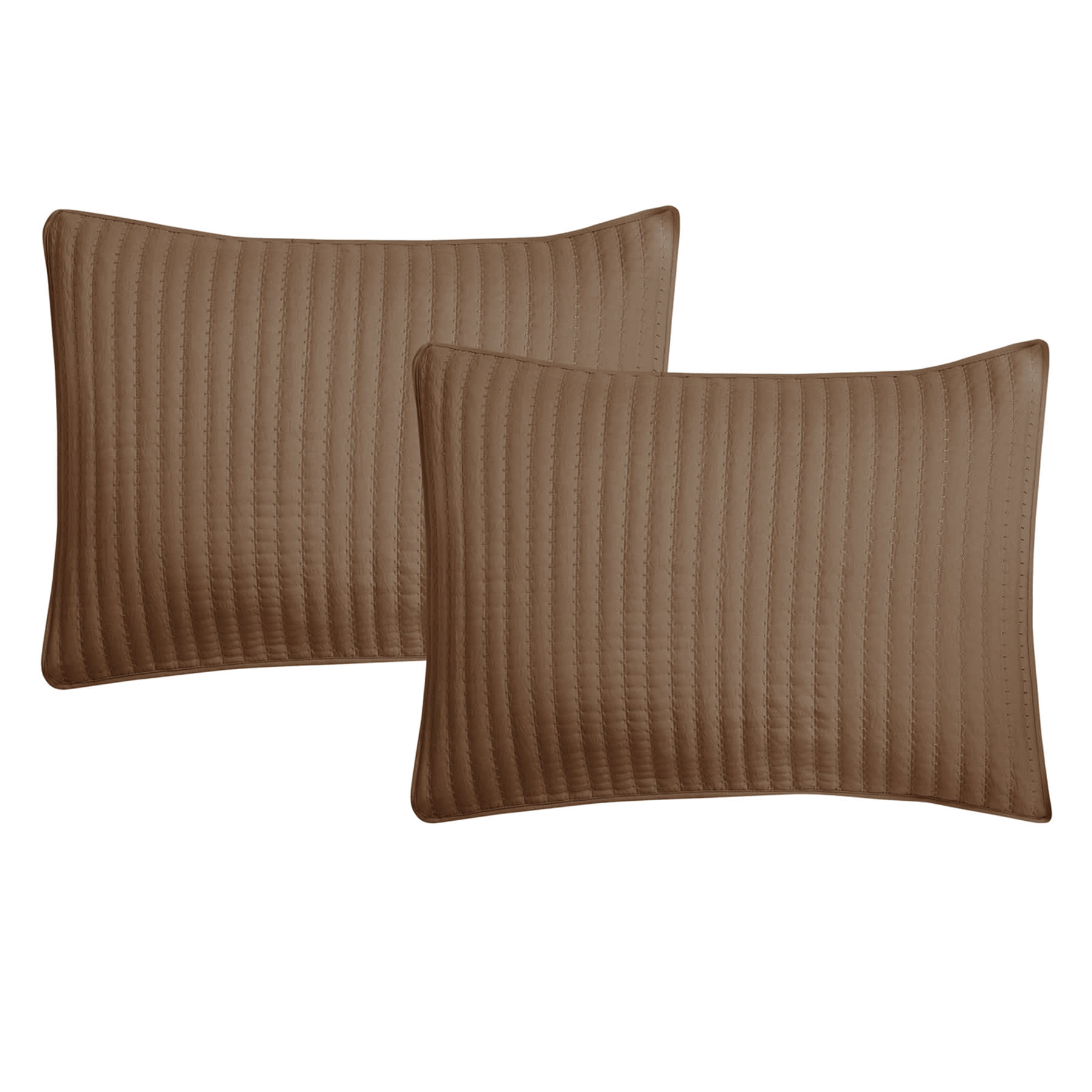 Honeybloom 3-Piece Brown Washed Microfiber Quilt Set, Full/Queen