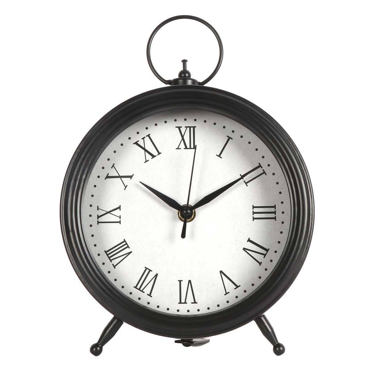 Black Round Table Clock, 10"