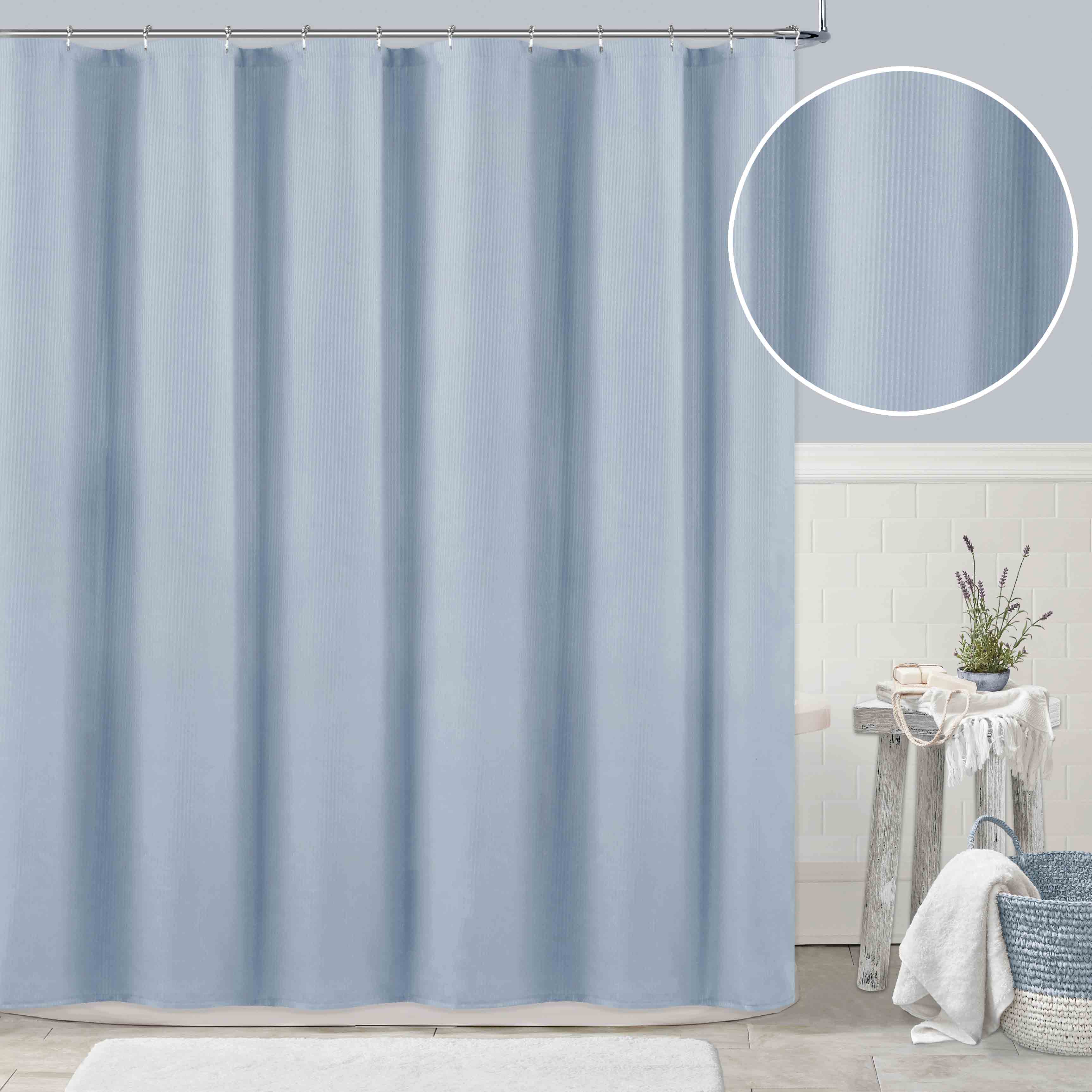 Providence Blue Penny Striped Shower Curtain, 72"
