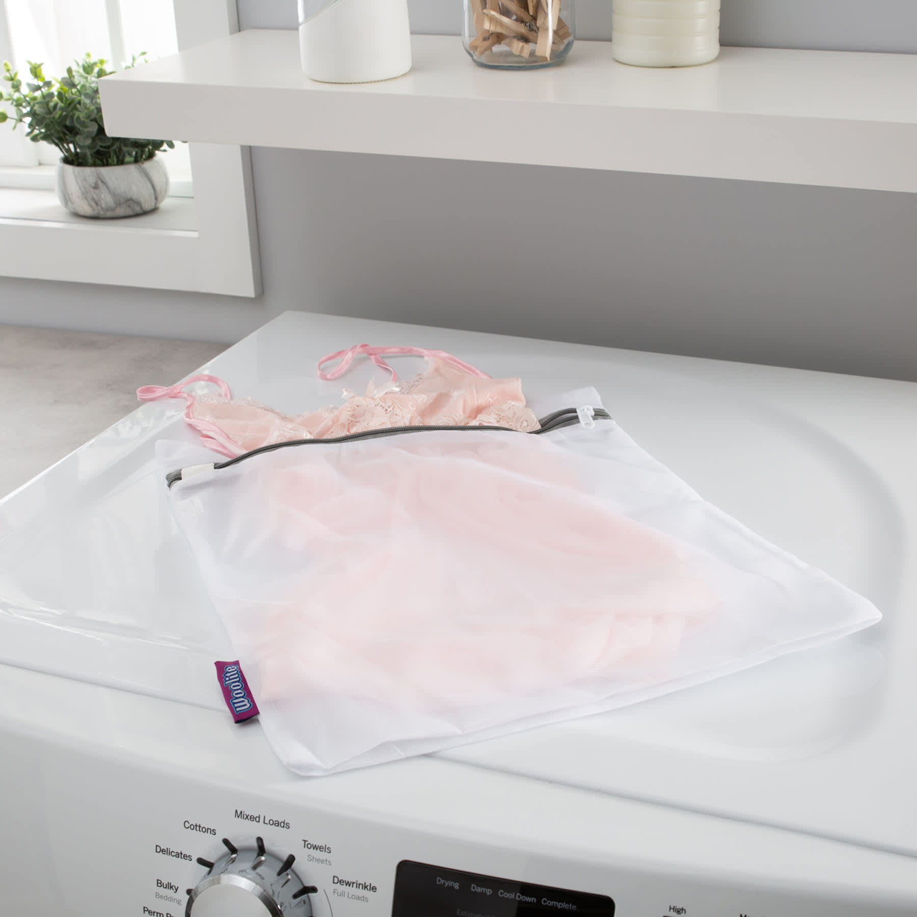 White Sanitized Mesh Wash Bag, 15x18