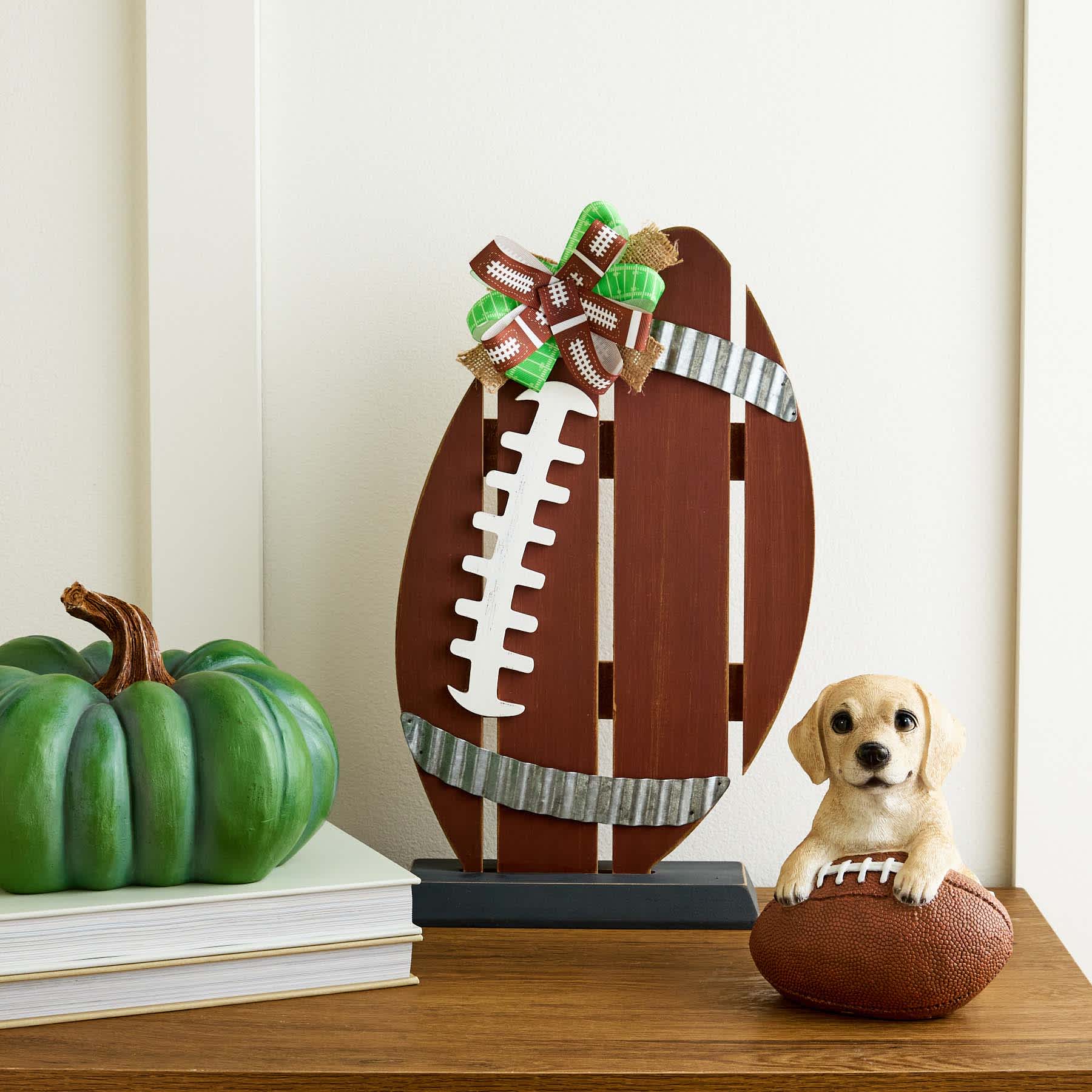 Homespun Harvest Football Decor, 16"