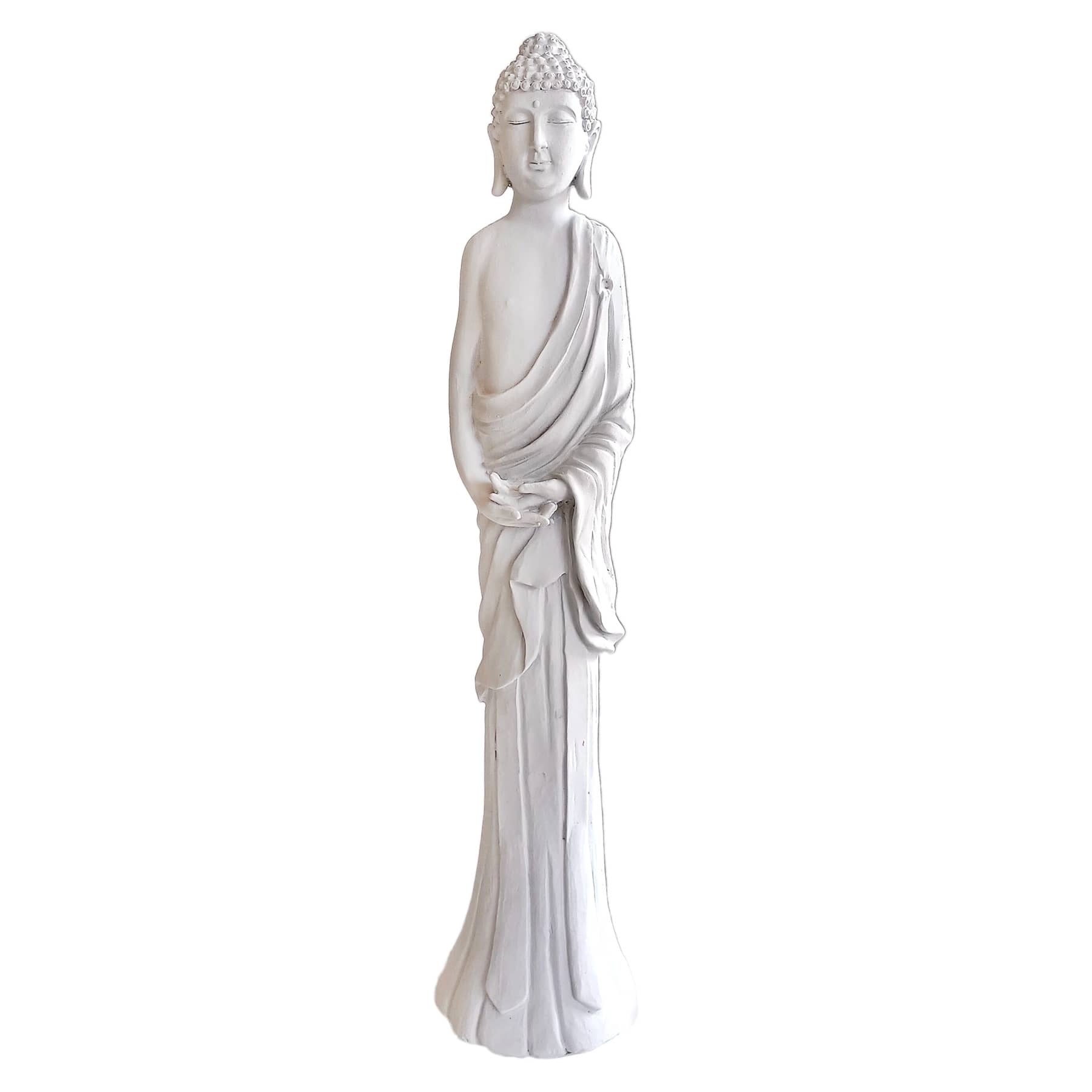 Found & Fable Matte White Buddha Figurine, 17"